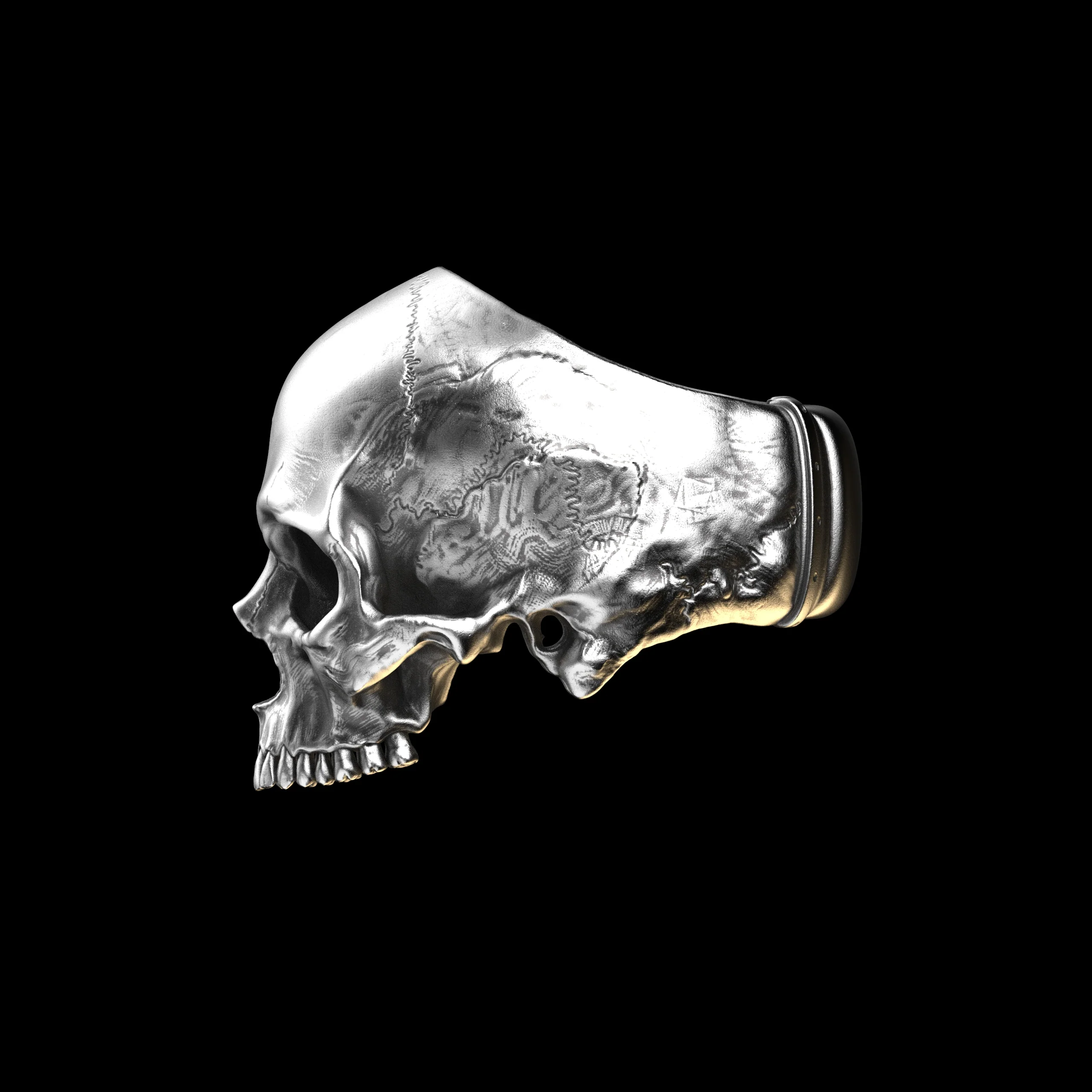 Anatomical Skull Ring Half Jaw (SIA) Sterling Silver - Image 3