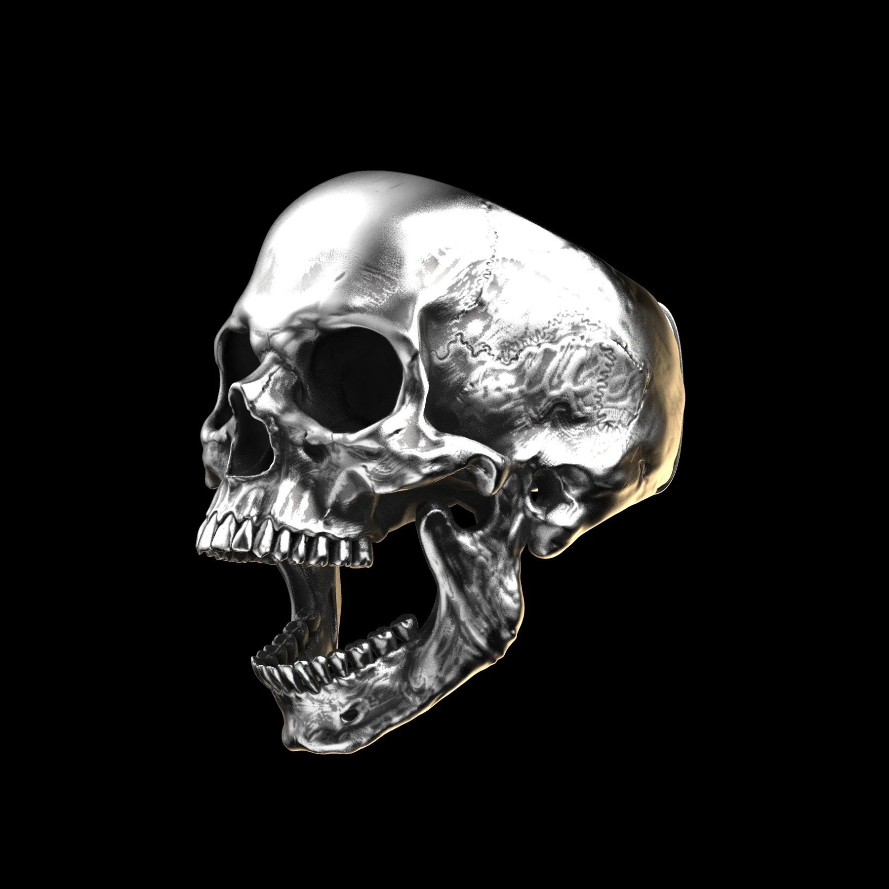 Anatomical Skull Ring Open Jaw (SIA) Sterling - Image 3