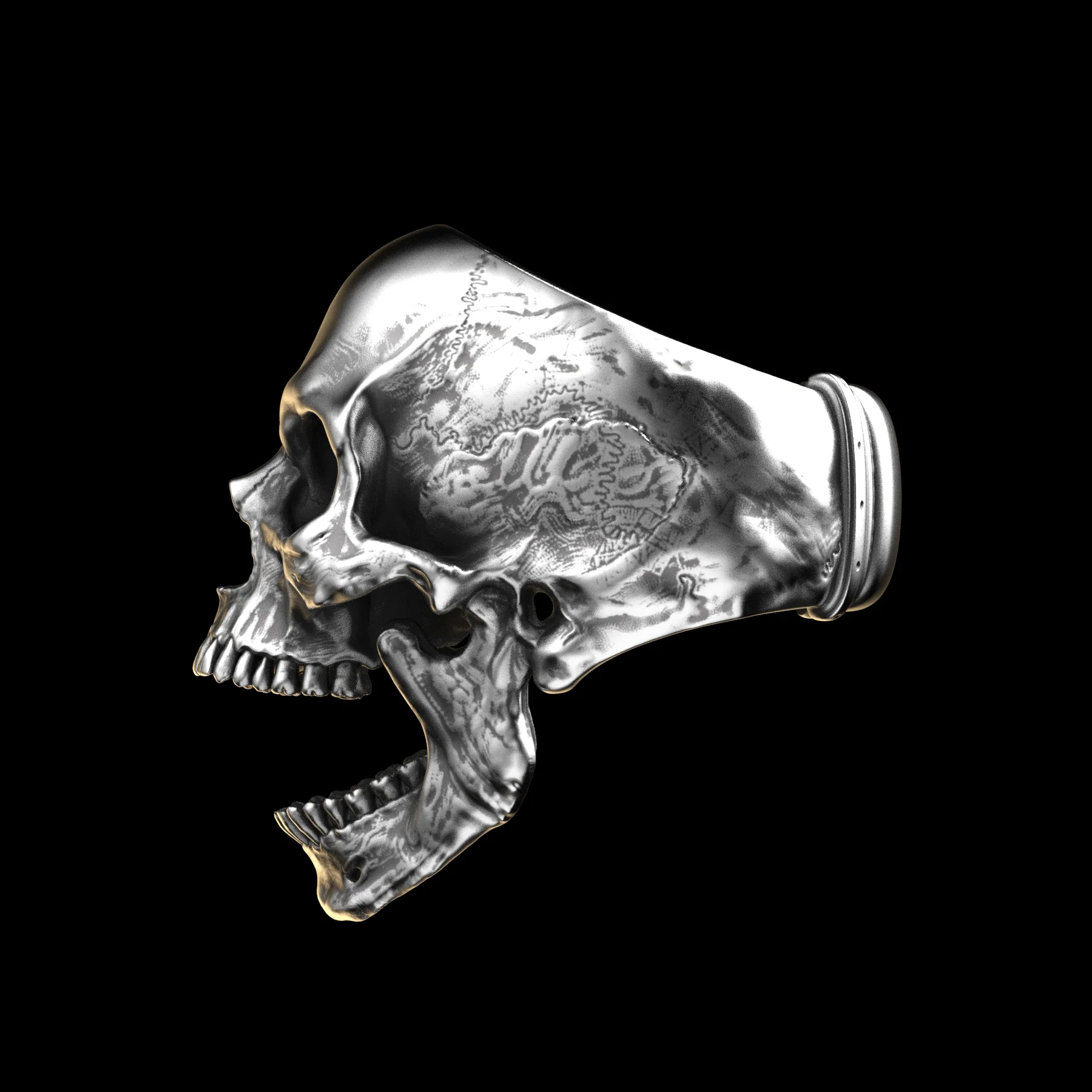 Anatomical Skull Ring Open Jaw (SIA) Sterling - Image 5