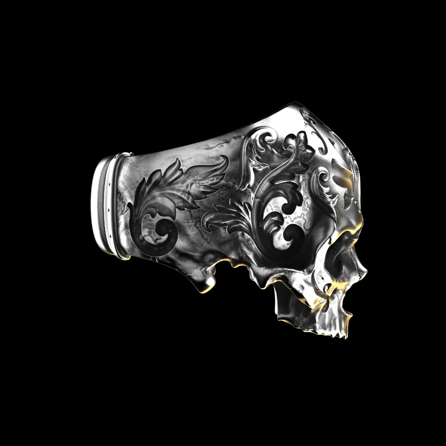 Baroque Skull Sterling Silver On Hand - Image 3