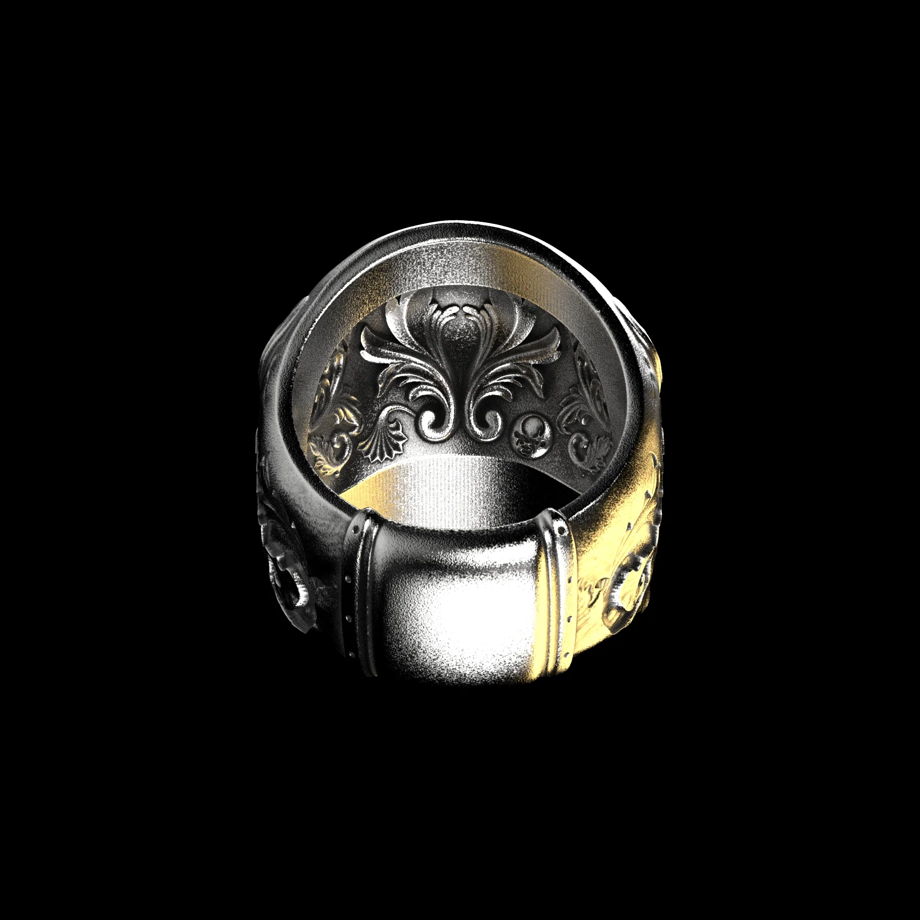 Baroque Skull Sterling Silver On Hand - Image 4