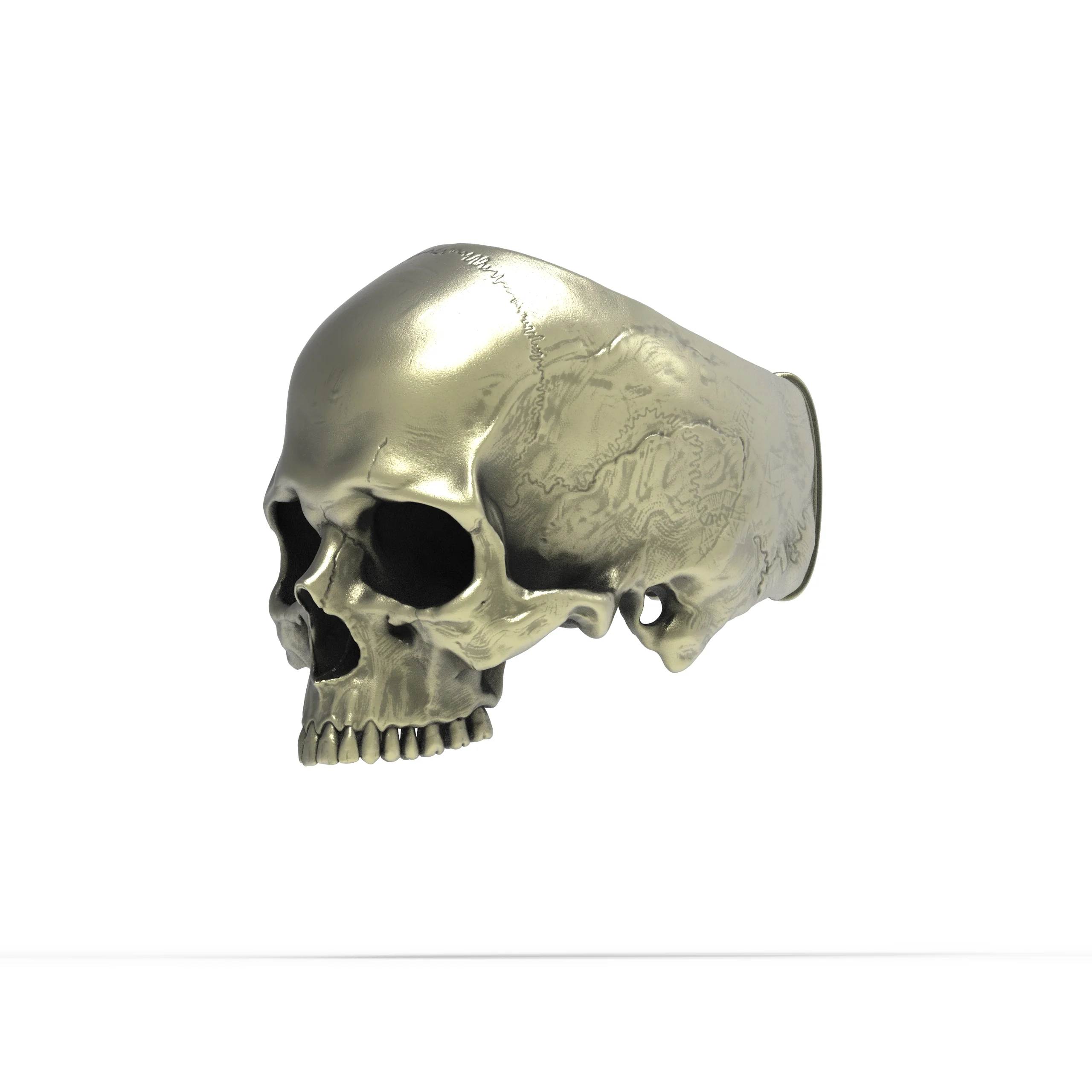 Brass Anatomical Half Jaw Skull Ring - Image 2