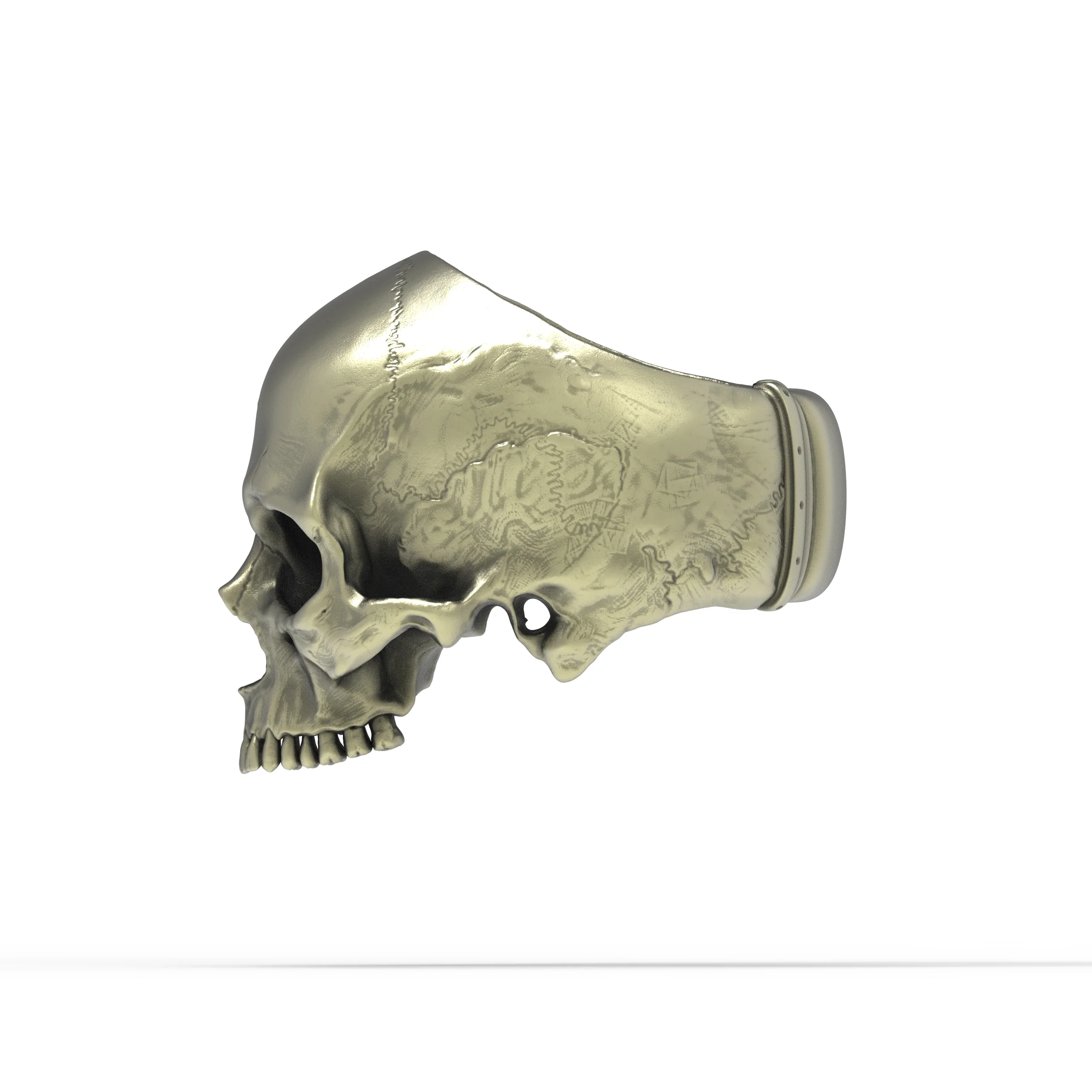 Brass Anatomical Half Jaw Skull Ring - Image 3