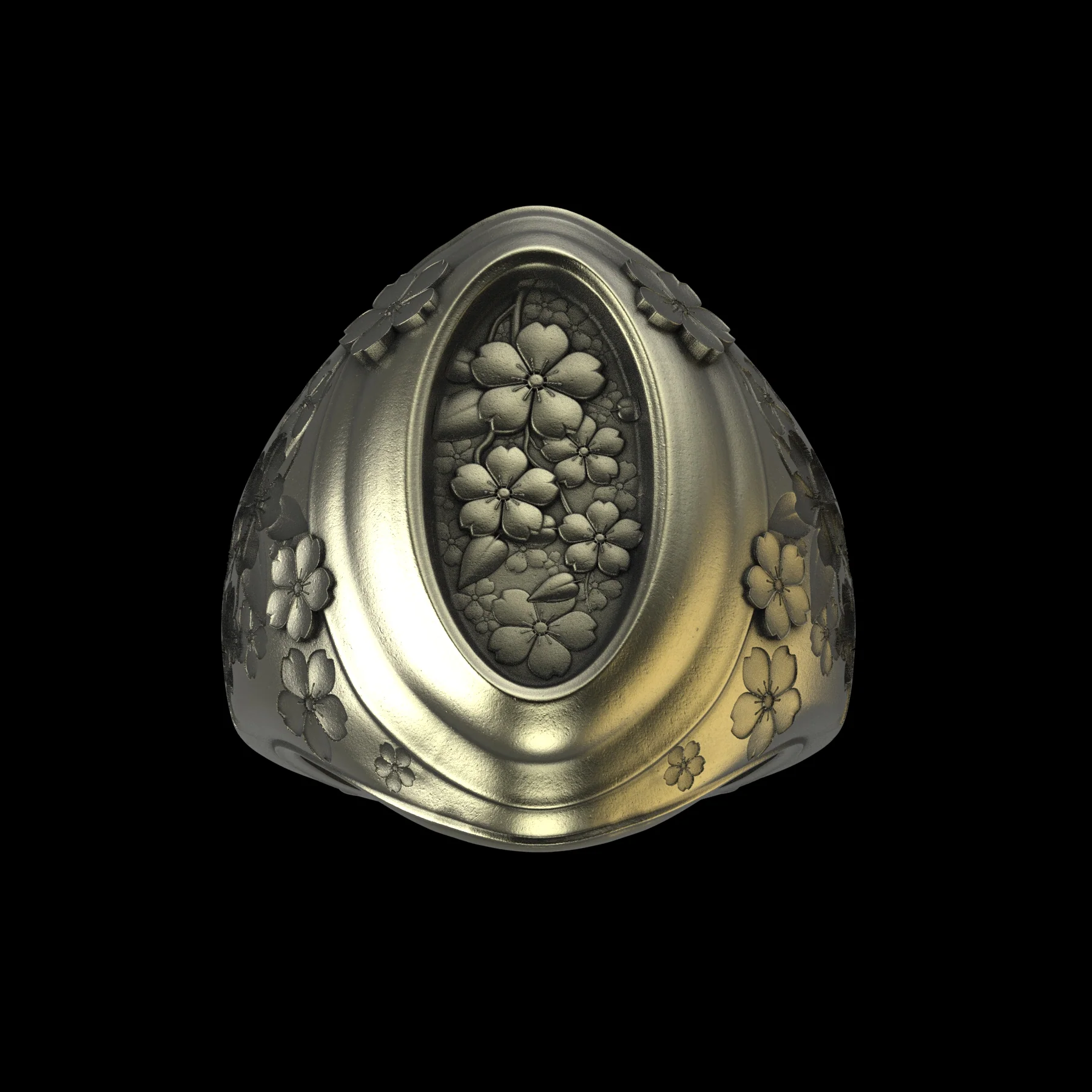 Brass Sakura Signet Ring - Image 2