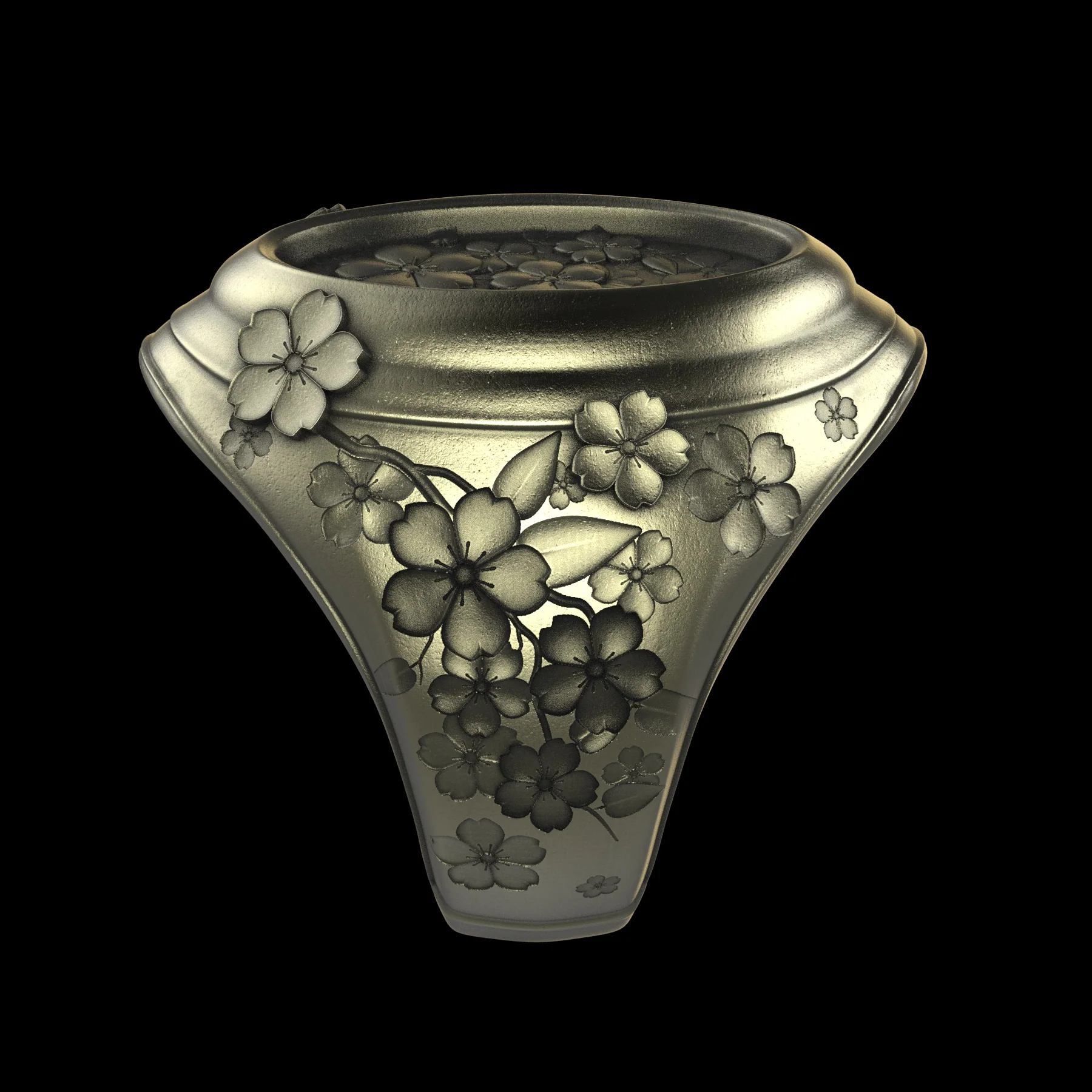 Brass Sakura Signet Ring - Image 5