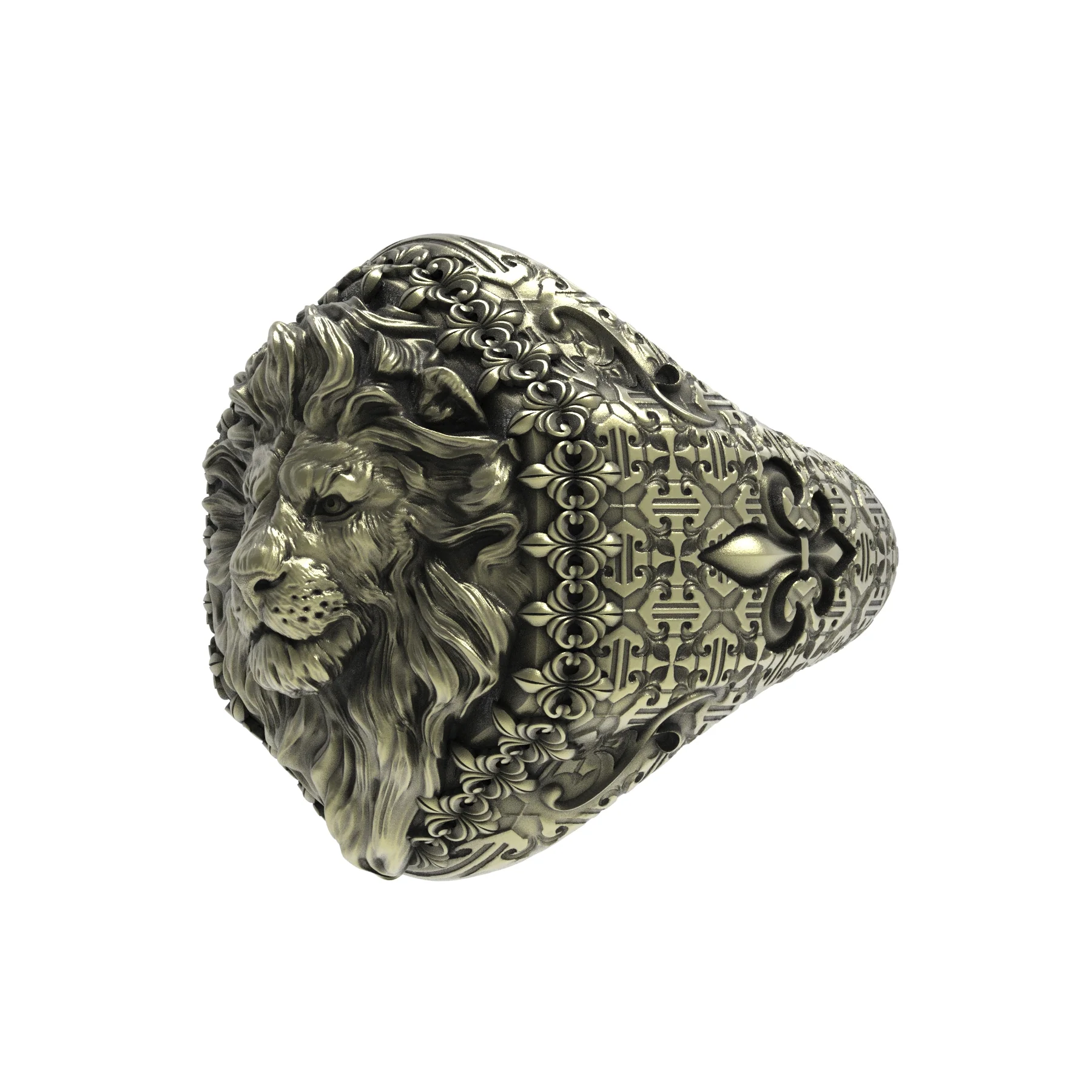 Brass Sovereign Lion Ring - Image 2