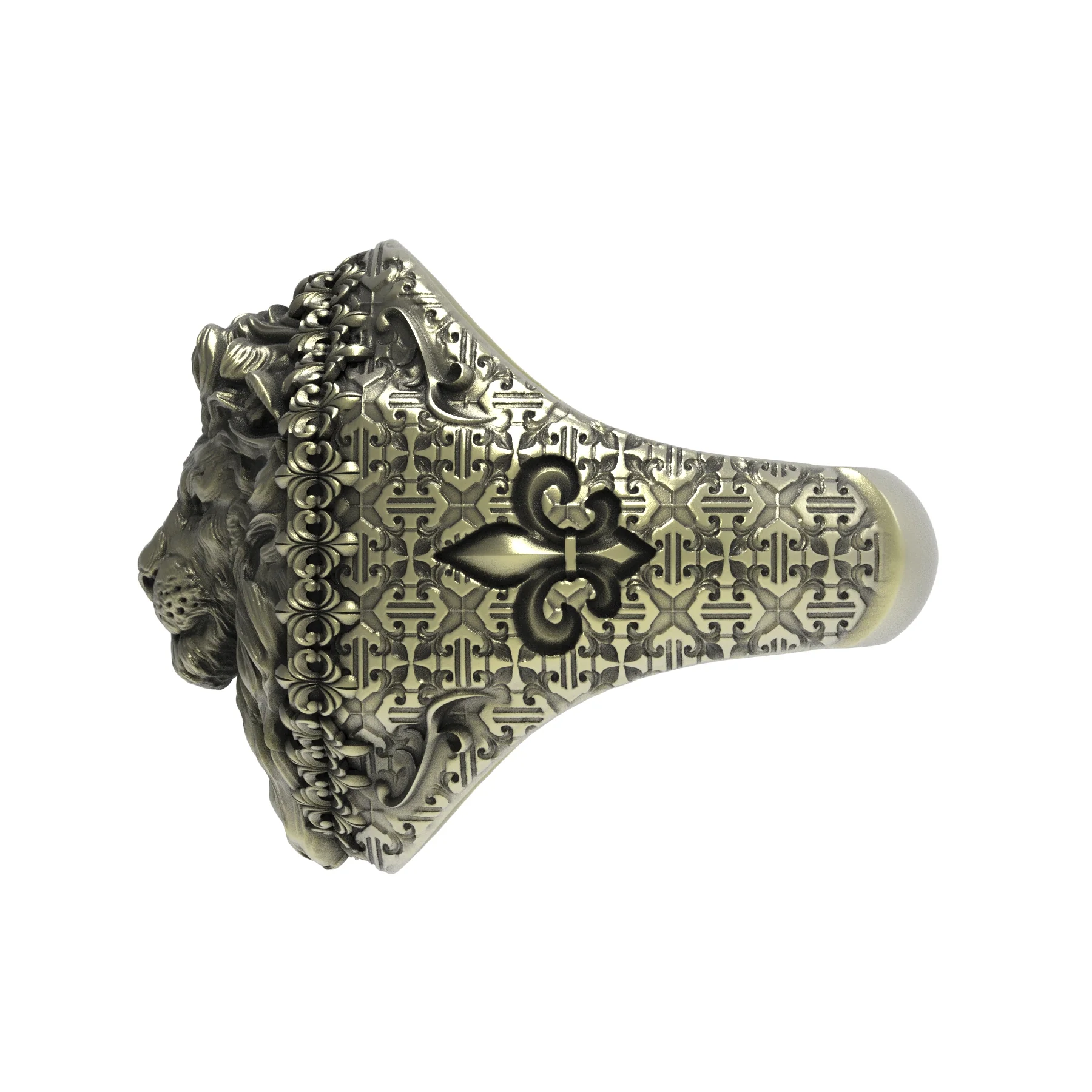 Brass Sovereign Lion Ring - Image 3