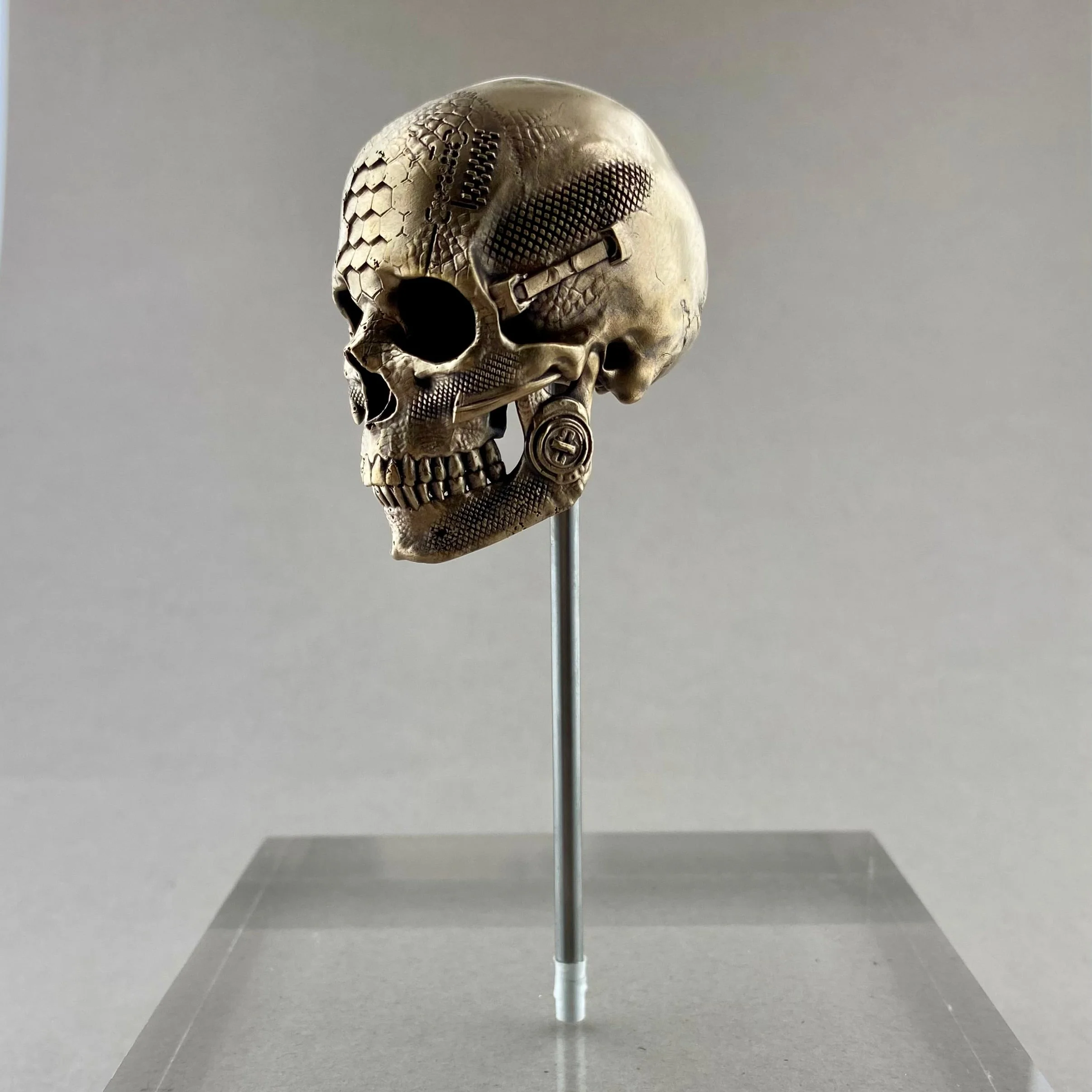 Small Brass TechSkull.1 Sculpture - Image 3