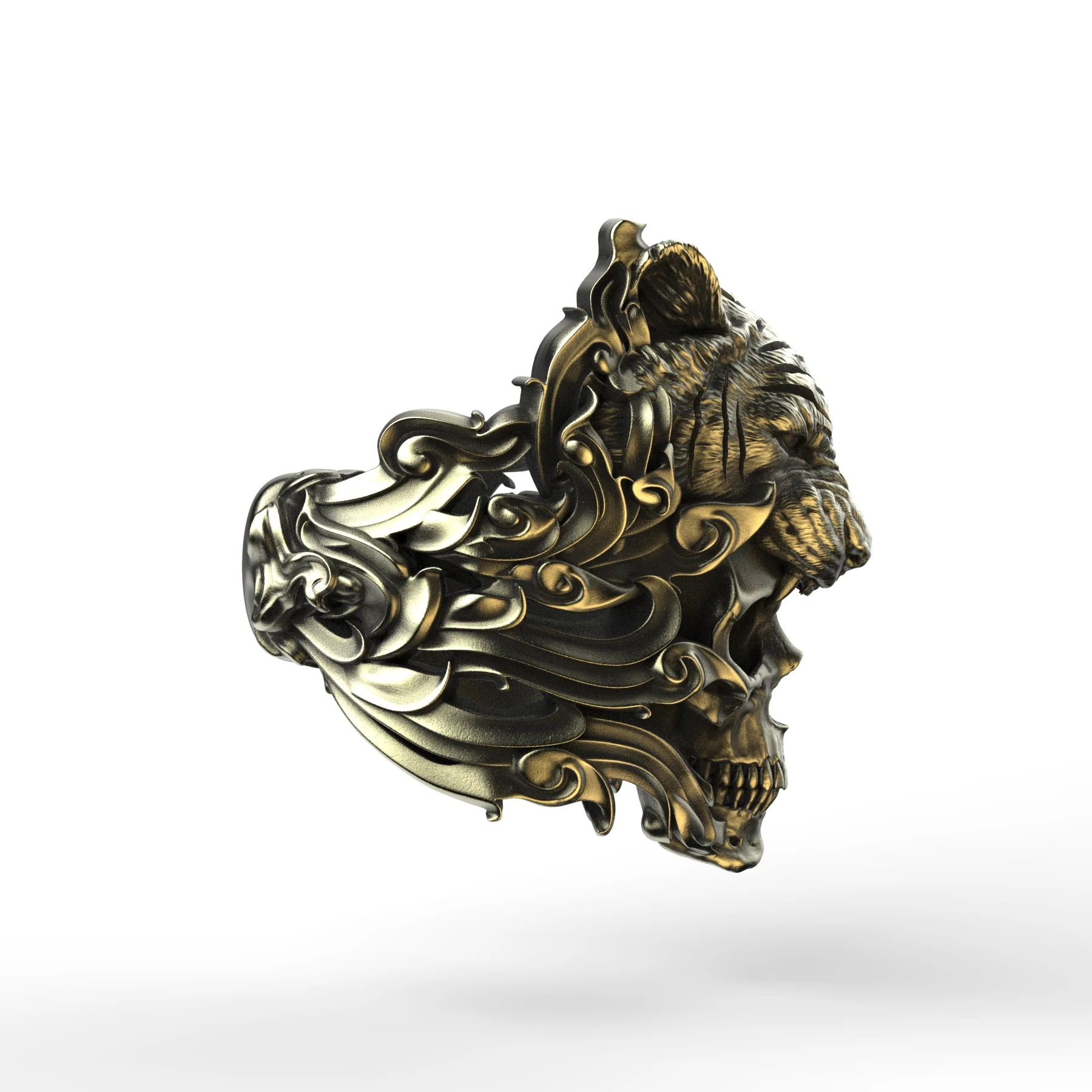 Brass Tiger Skull Ring - Image 6