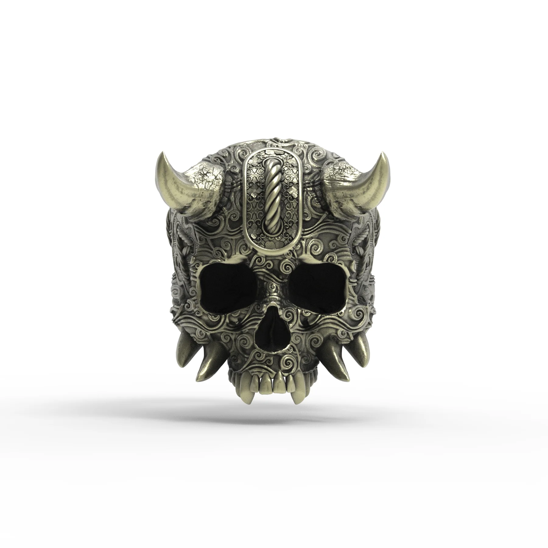 Brass Horned Oni Ring - Image 2
