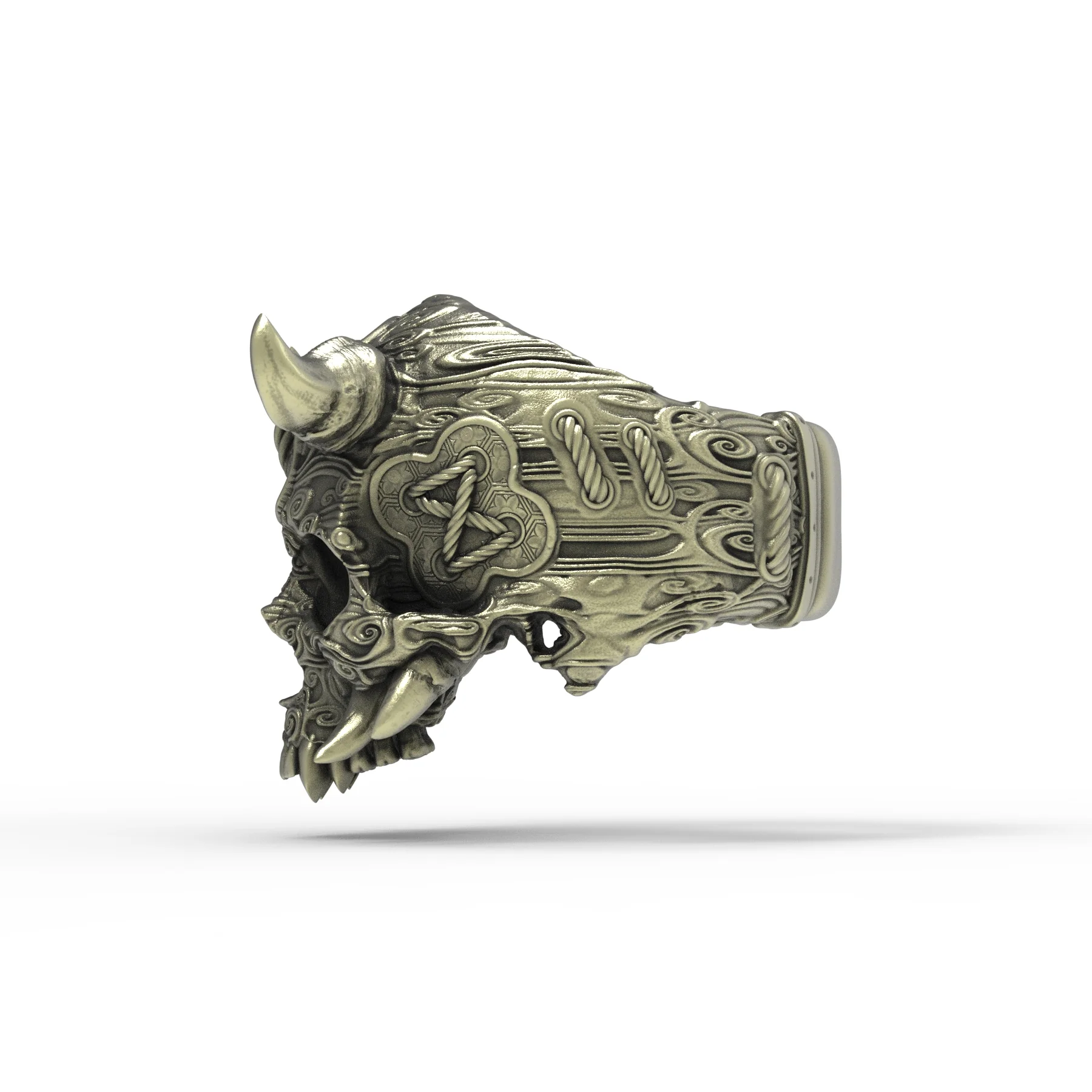 Brass Horned Oni Ring - Image 3