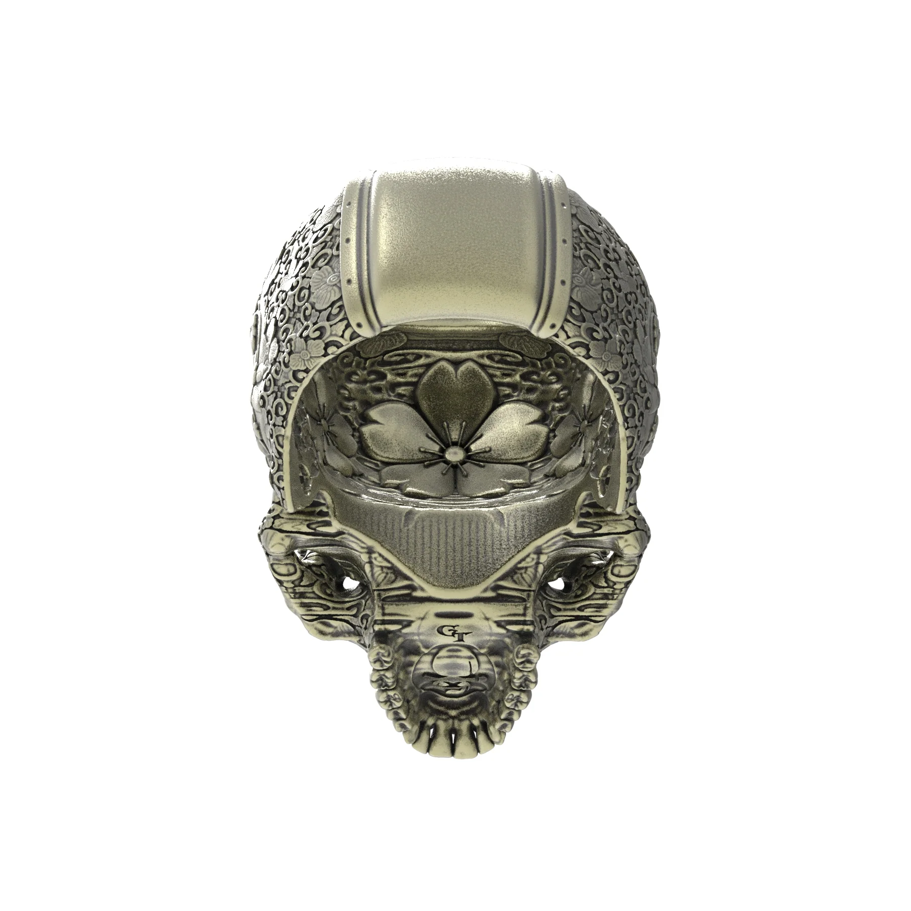 Brass Japanese Garden Skull Ring - Image 6