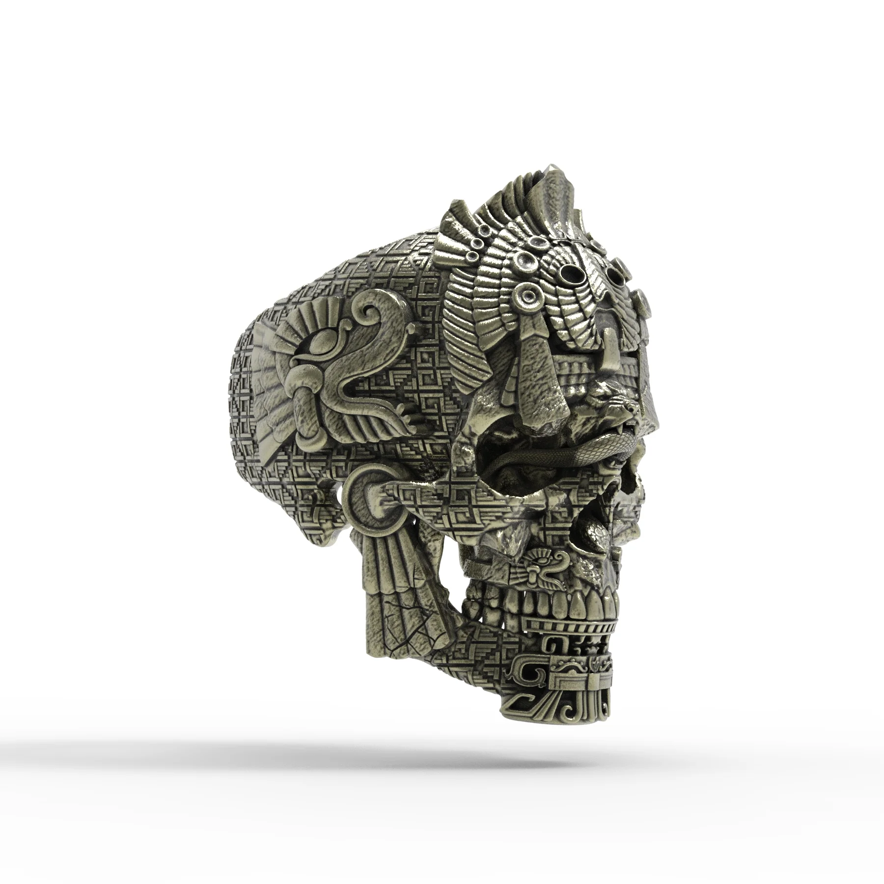 Brass Meso Skull Ring - Image 6