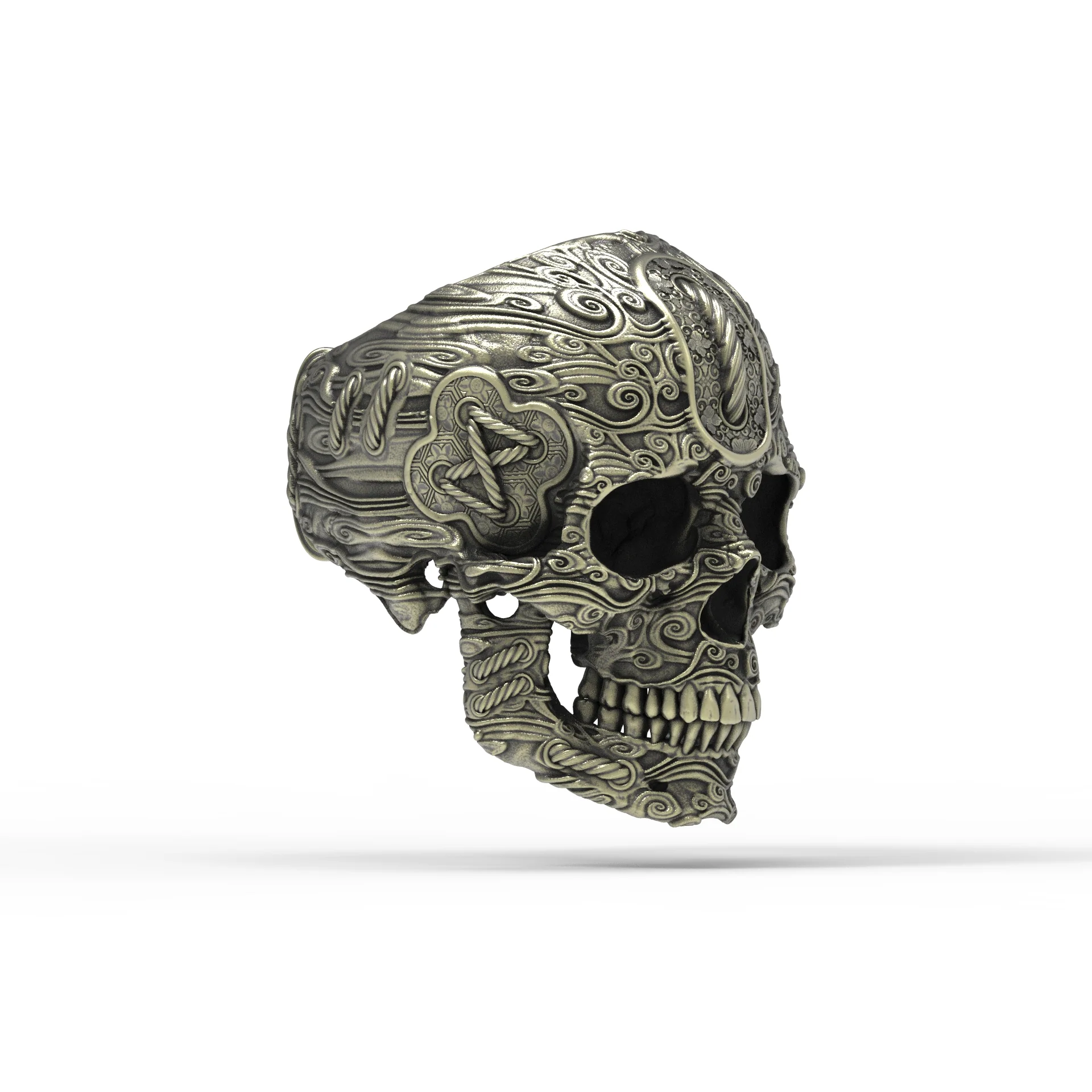 Brass Tied Wind Skull Ring - Image 2