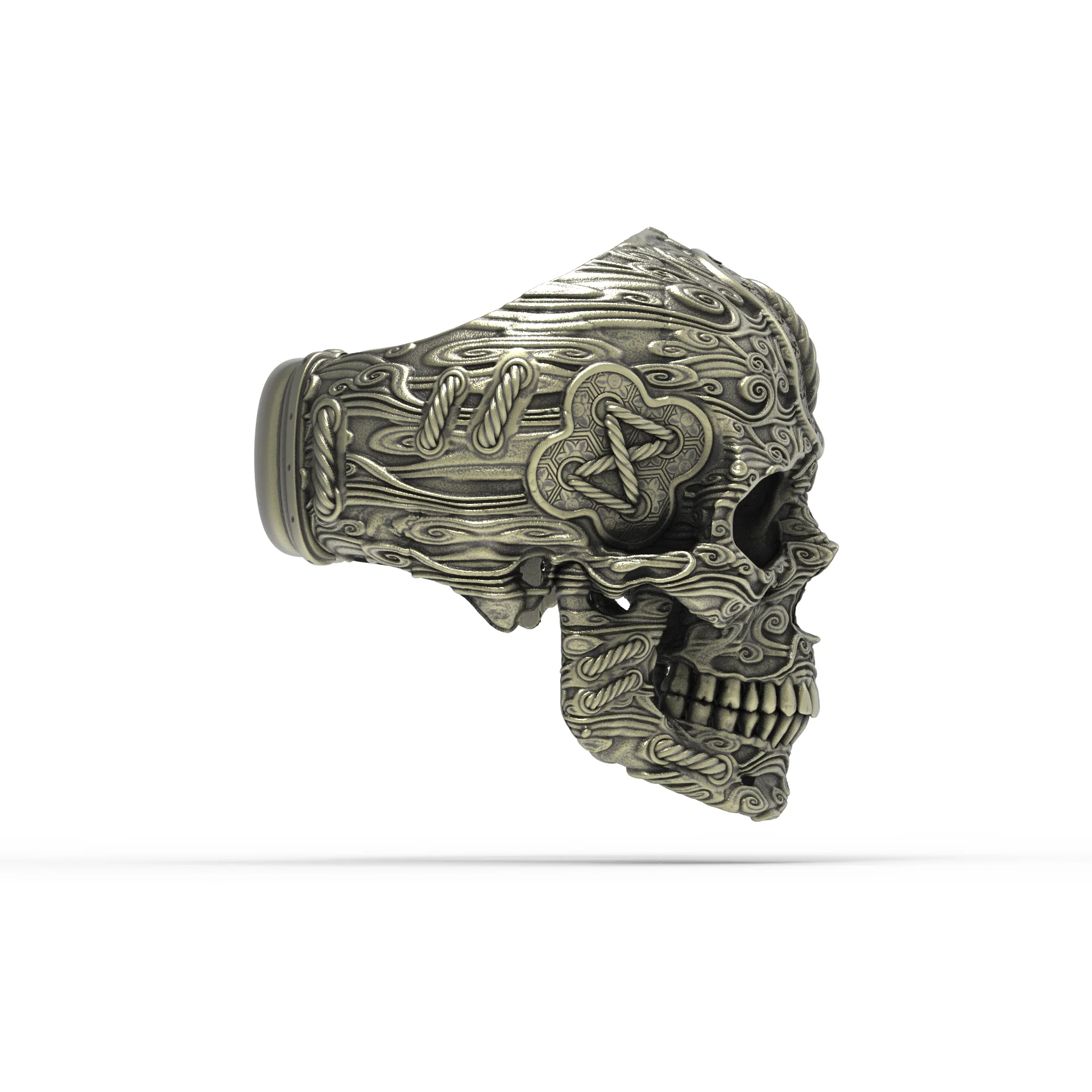 Brass Tied Wind Skull Ring - Image 3