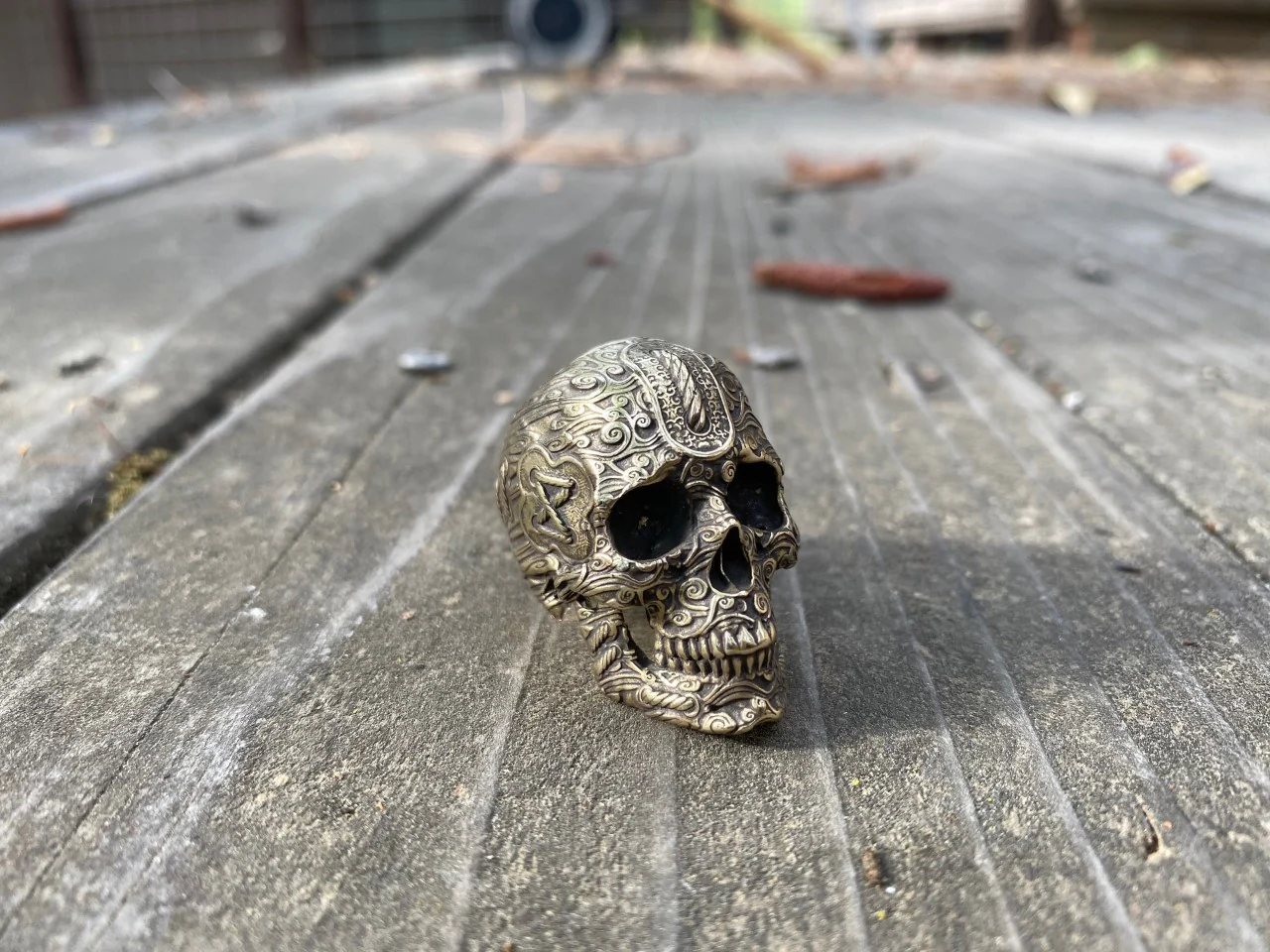 Brass Tied Wind Skull Ring - Image 5