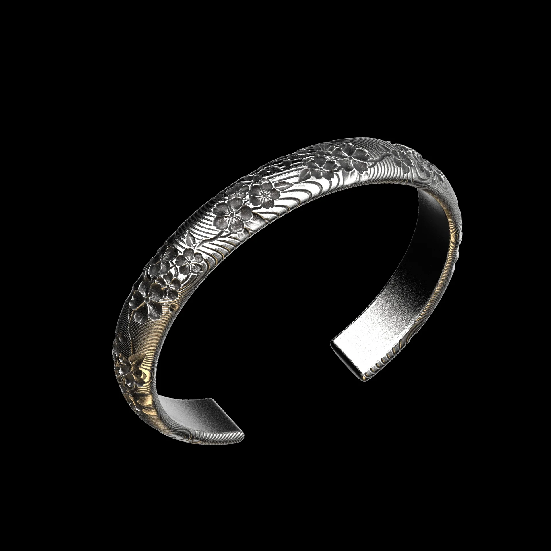 Cherry Blossom Cuff Sterling Silver - Image 3