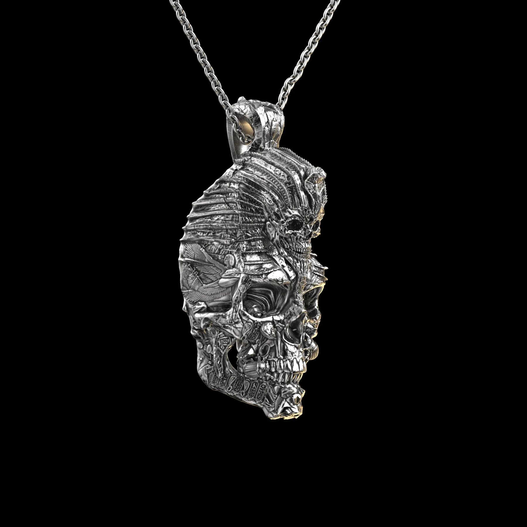 Egypt Skull Pendant Sterling Silver - Image 4