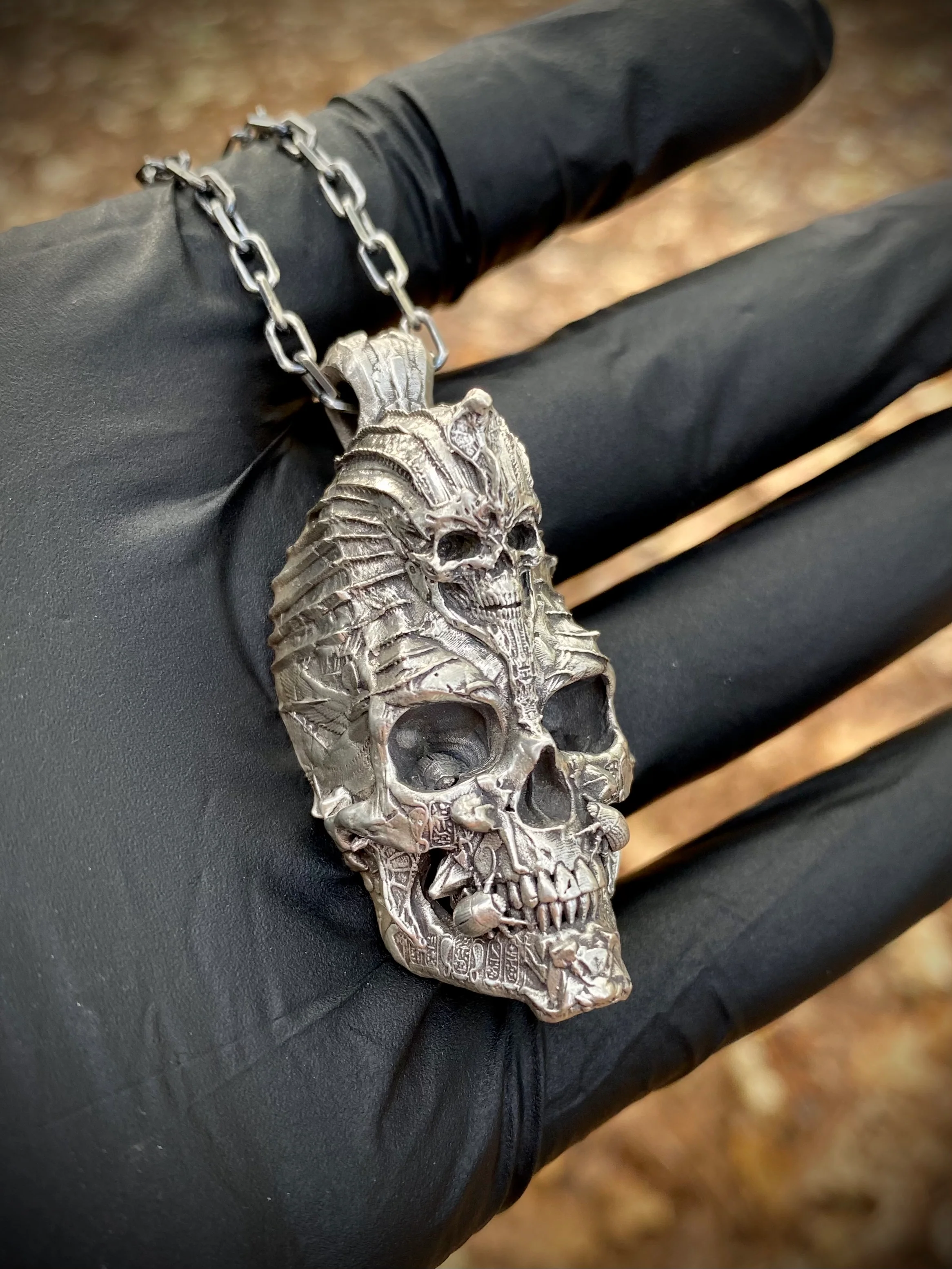 Egypt Skull Pendant Sterling Silver - Image 5
