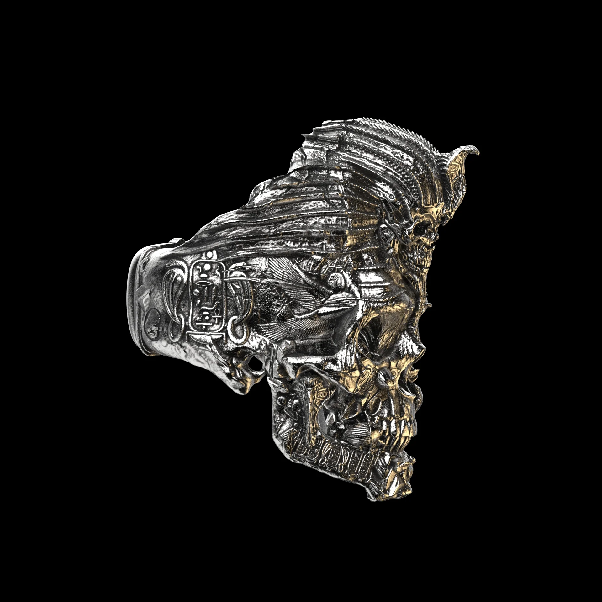 Egypt Skull Ring Sterling Silver - Image 4