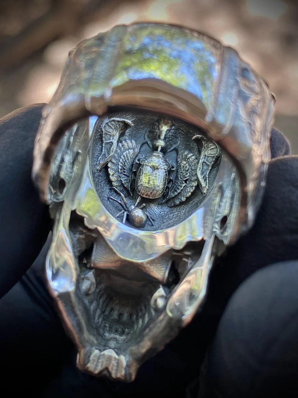 Egypt Skull Ring Sterling Silver - Image 7