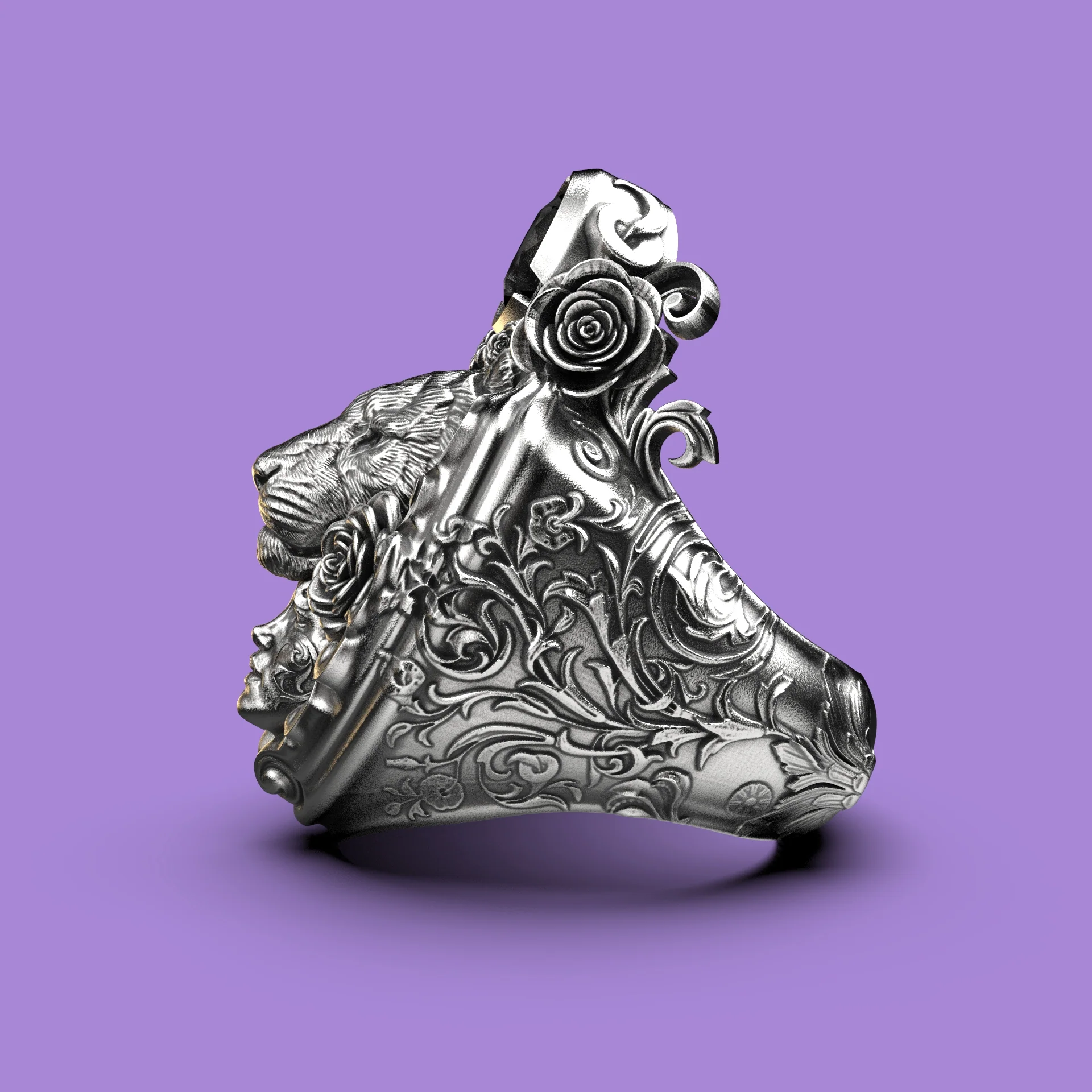 Floral Tigress Gemstone Ring Sterling - Image 5