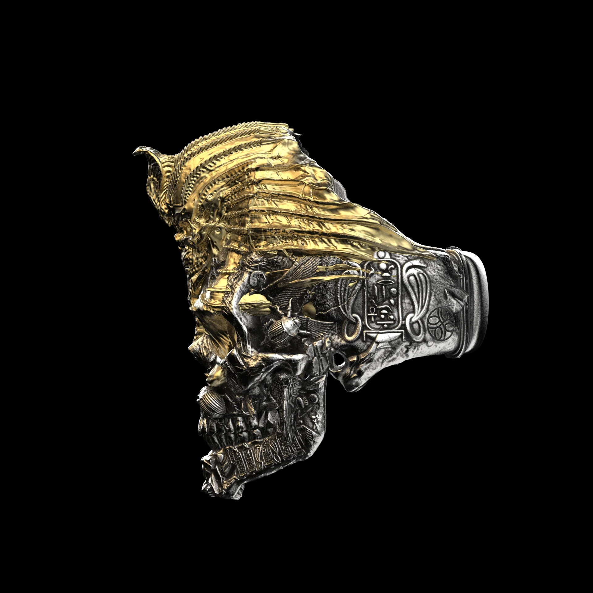 Golden Mask Egypt Skull Ring - Image 3