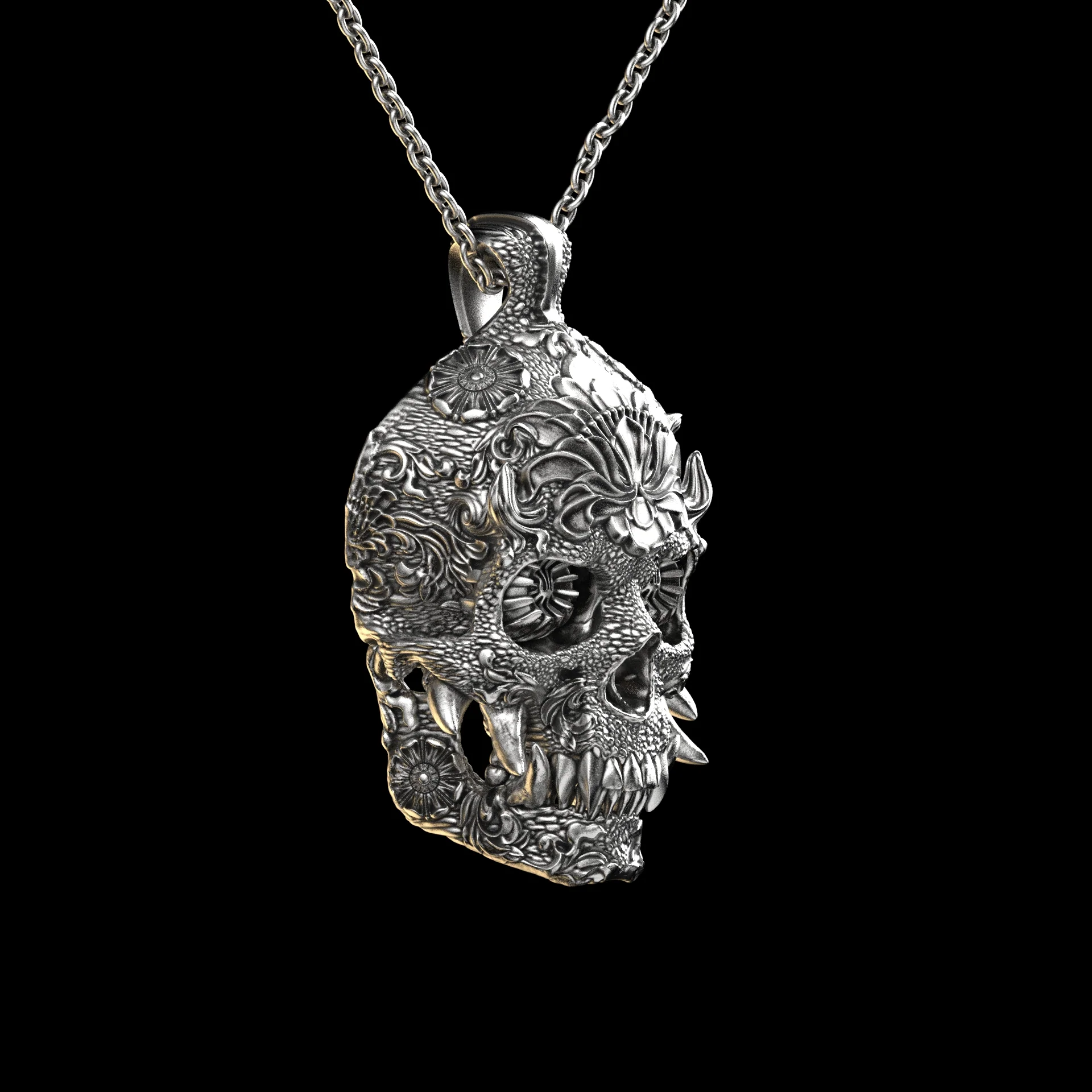 Oni Skull Sterling Pendant - Image 3