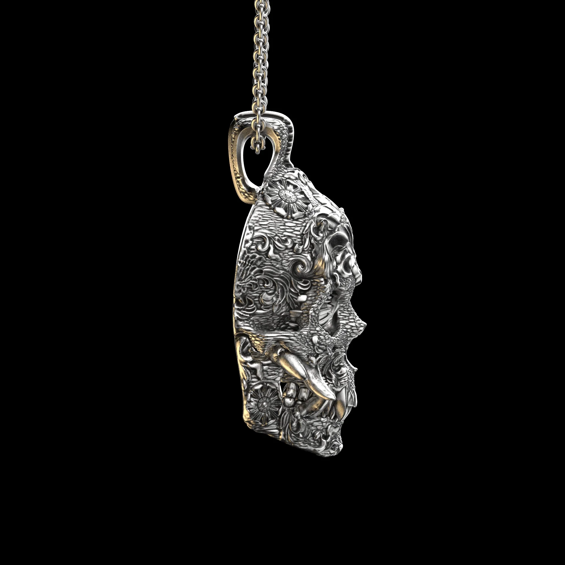 Oni Skull Sterling Pendant - Image 4