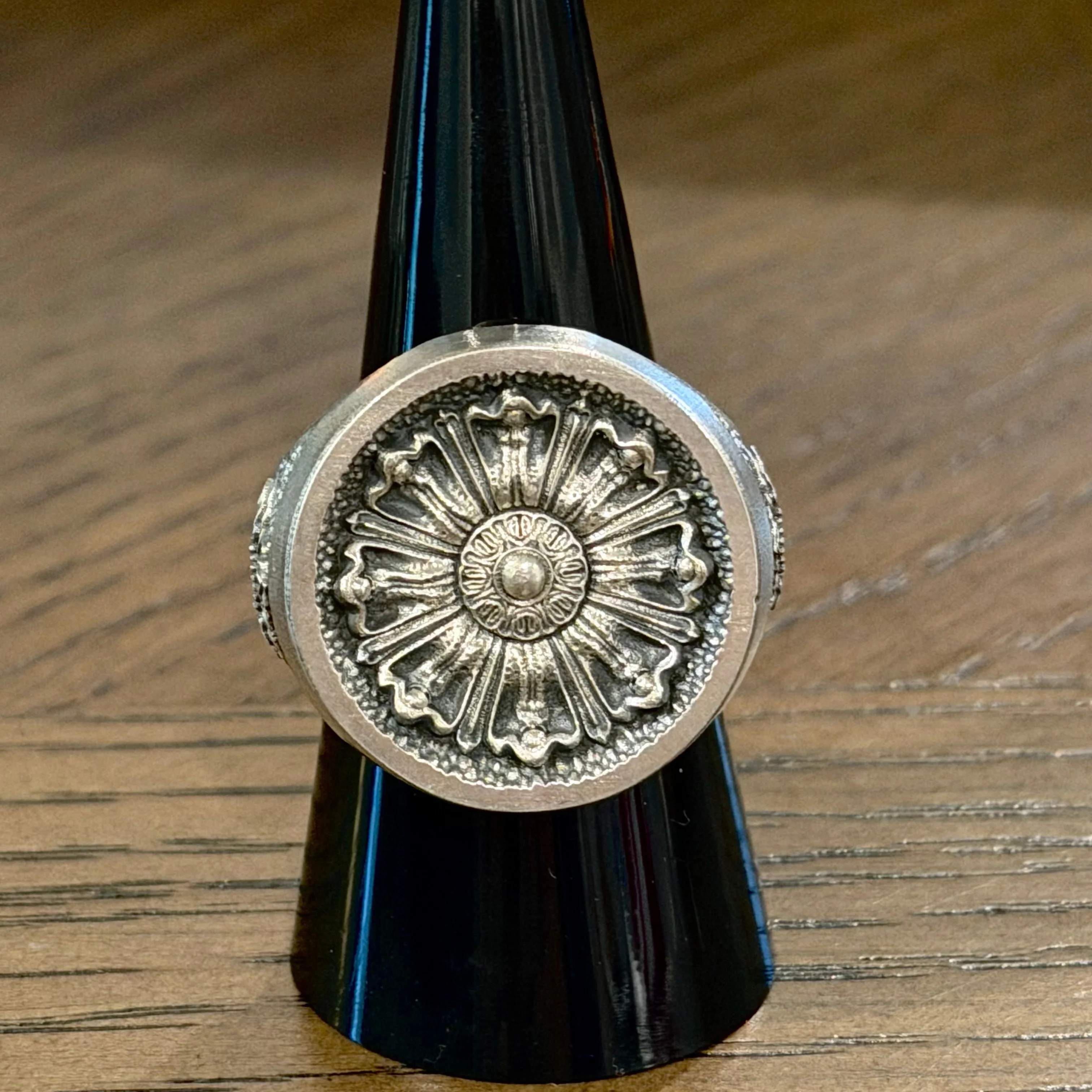 Size 8.75 Ornamental Signet On Hand - Image 3