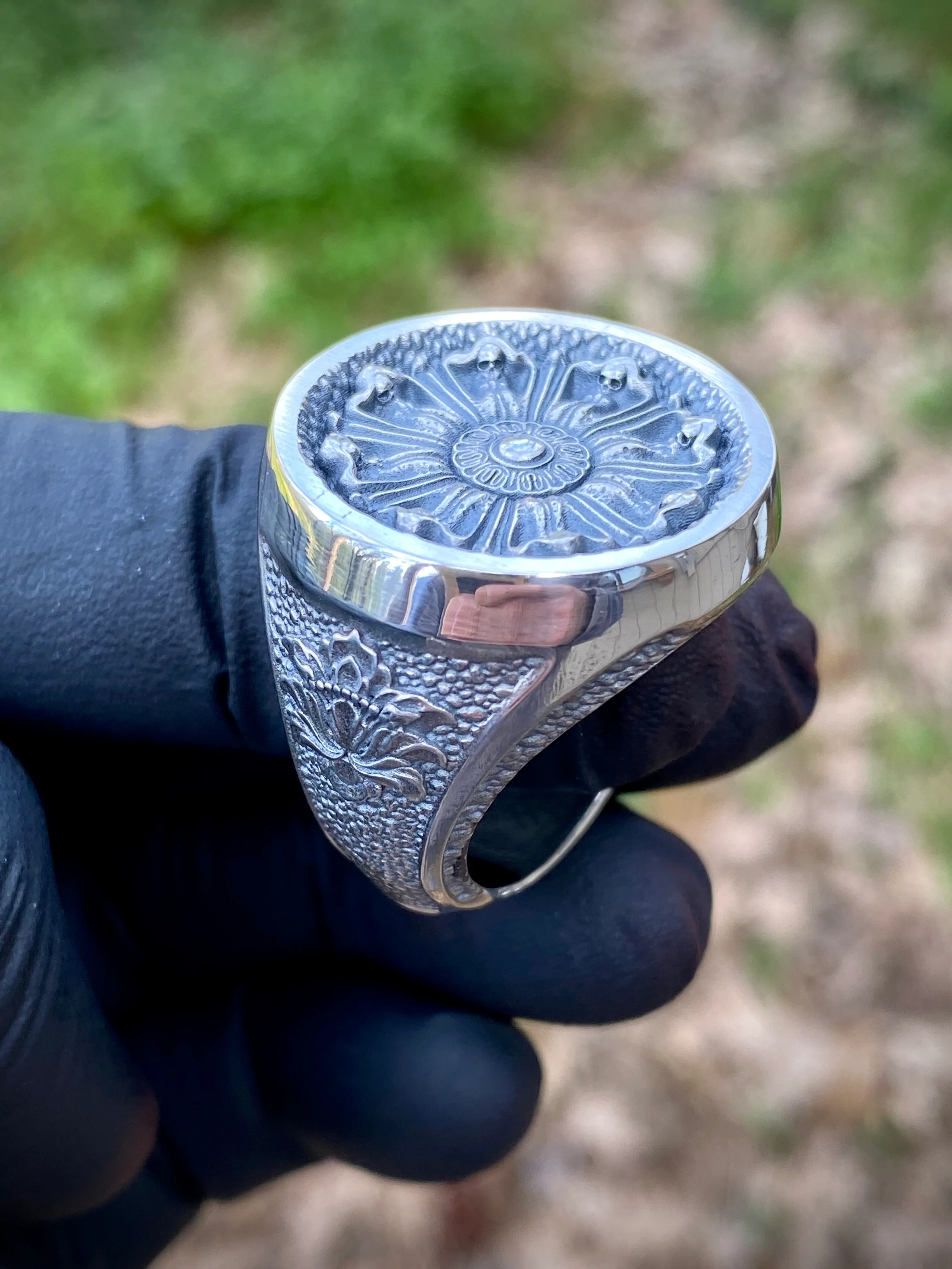 Ornamental Signet Ring Sterling Silver - Image 3