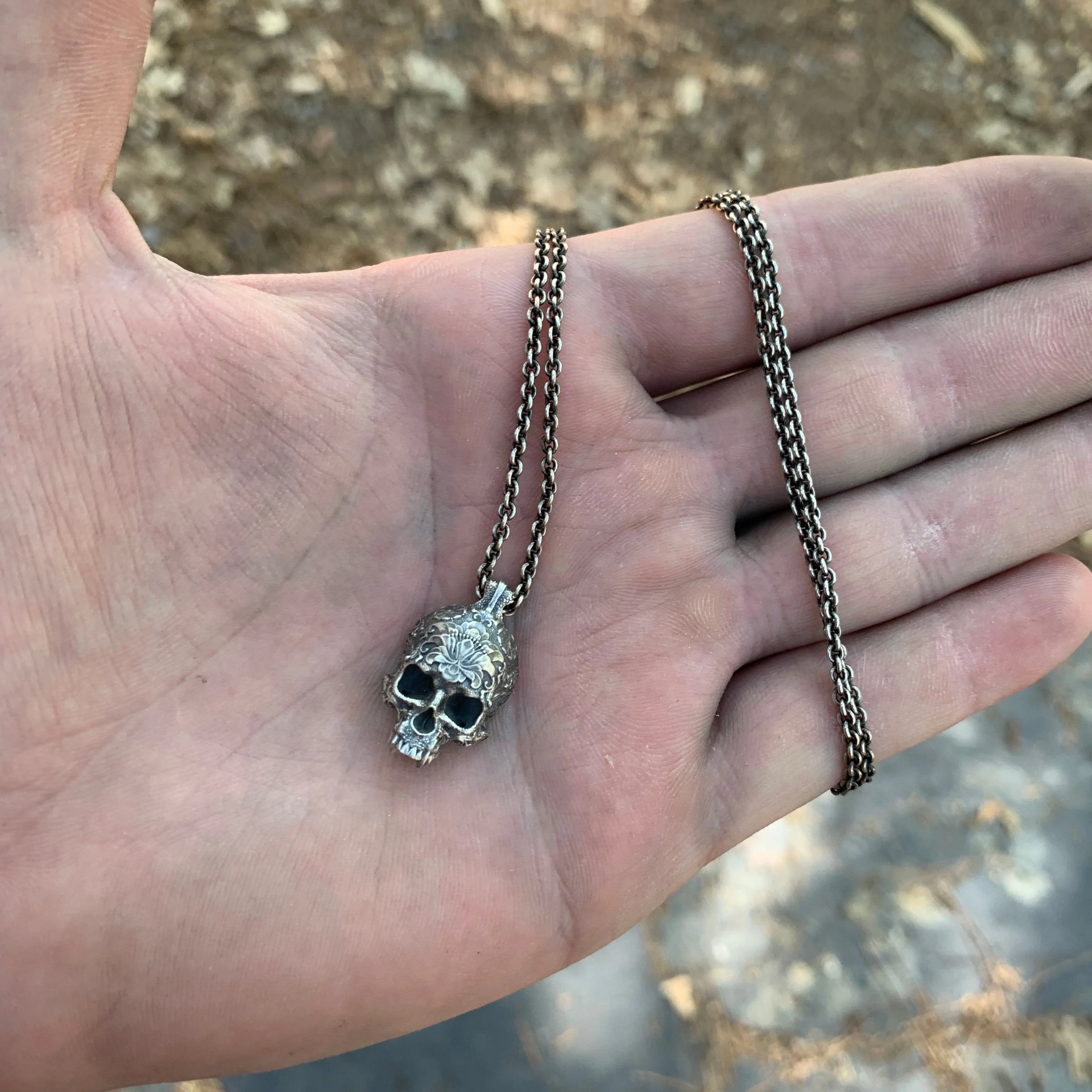 Ornamental Skull Sterling Pendant - Image 5