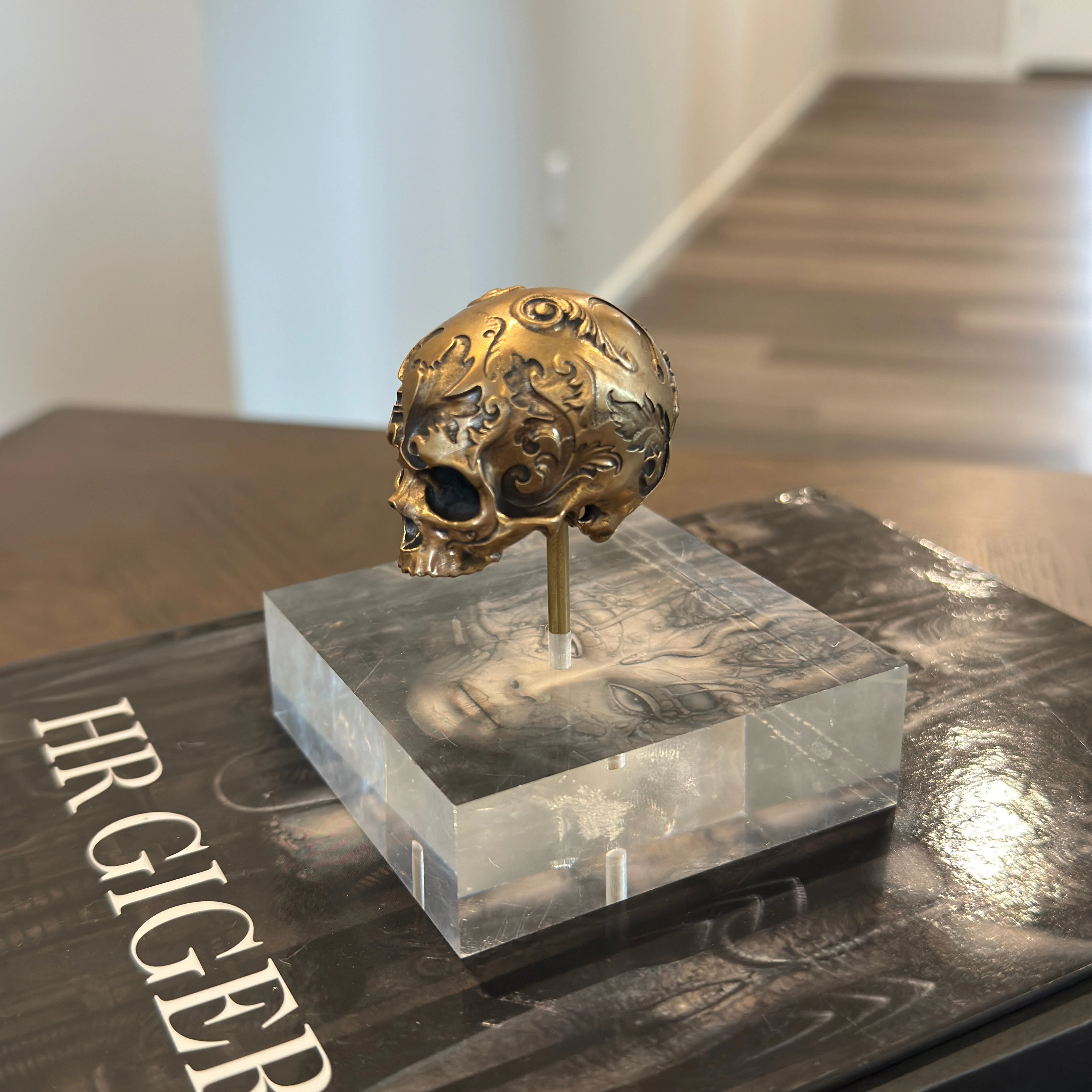Small Brass Baroque Skull Sculpture - Image 3