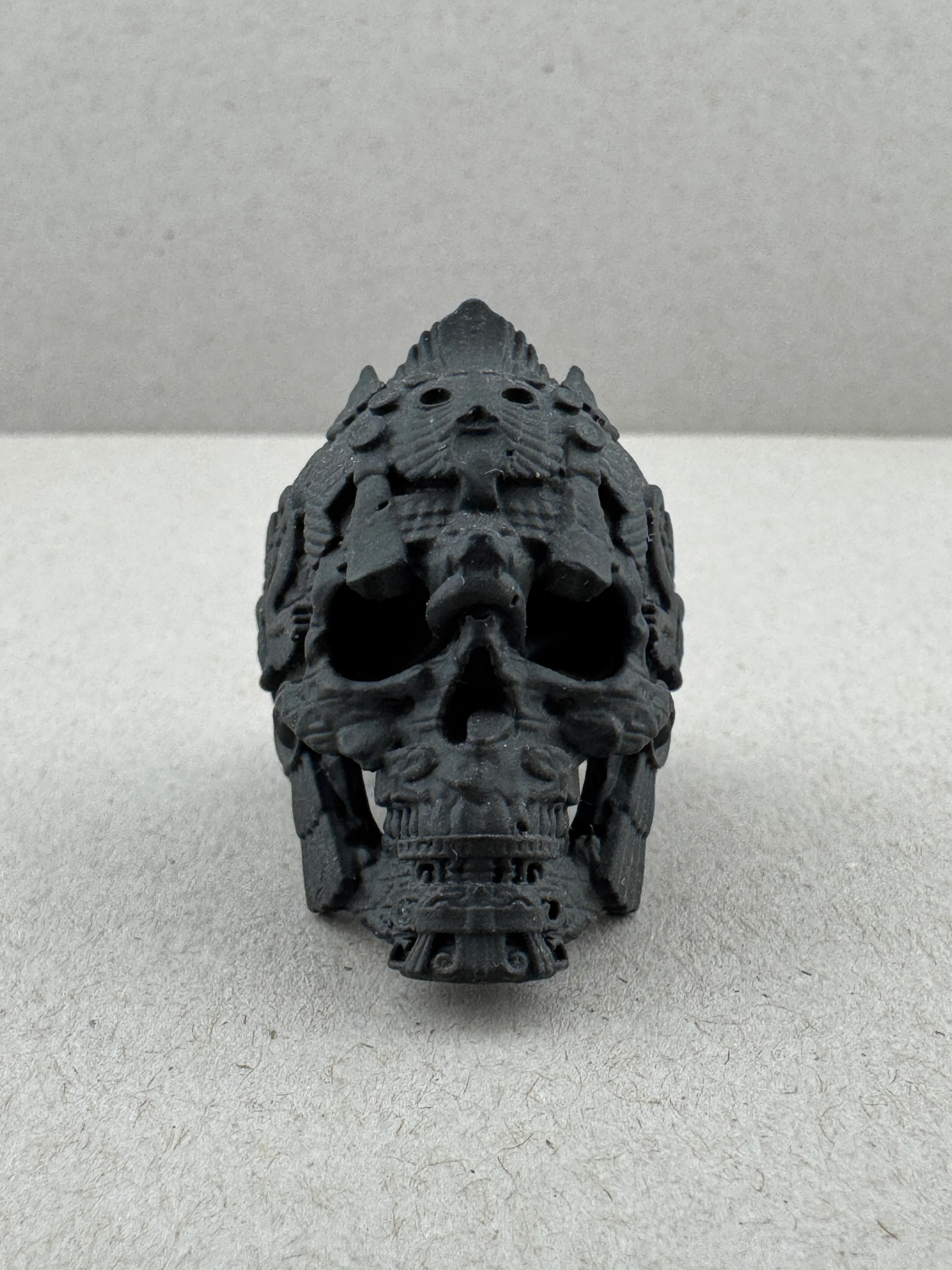 Sz7.5 Black Ceramic on Brass Meso Skull Ring - Image 3