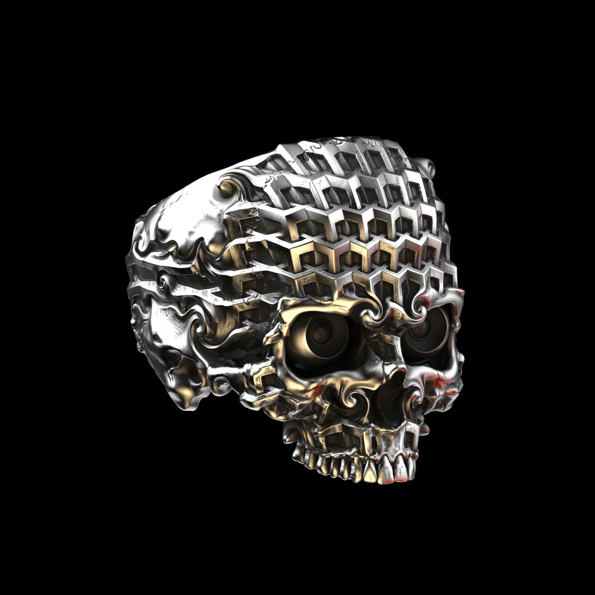 Tessellation Skull Ring Sterling Silver