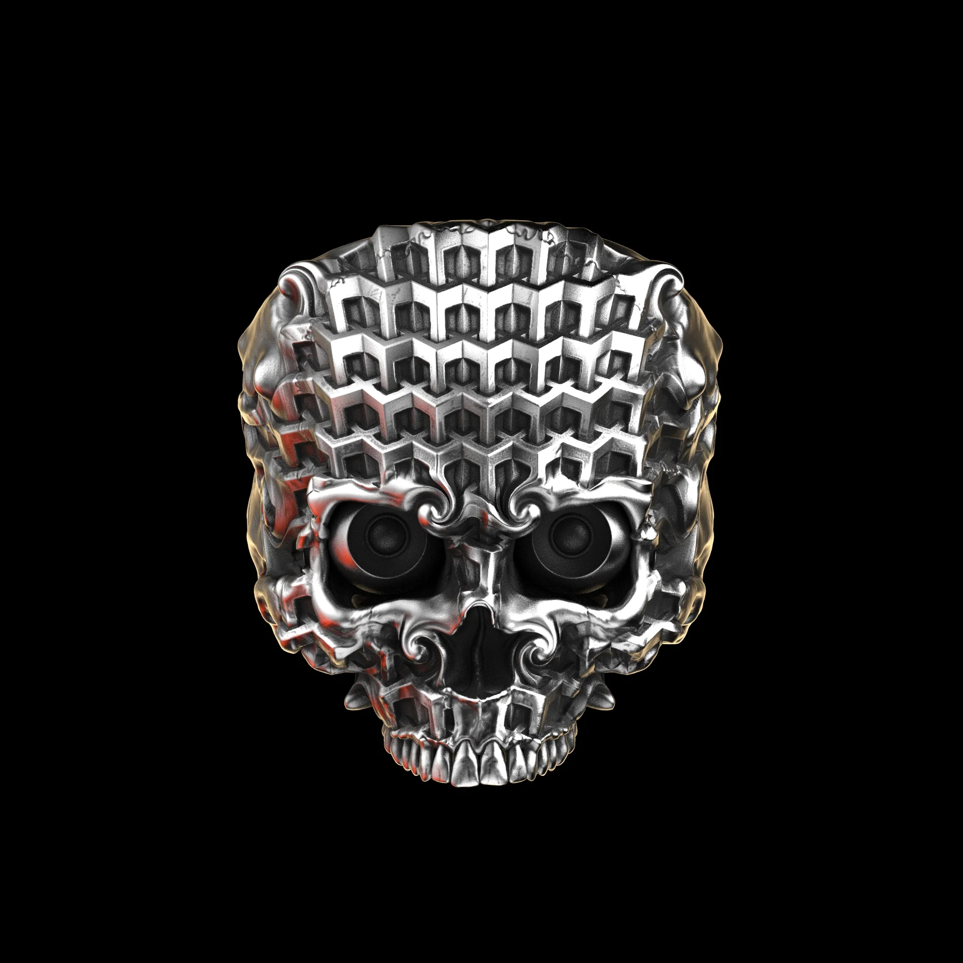 Tessellation Skull Ring Sterling Silver - Image 2