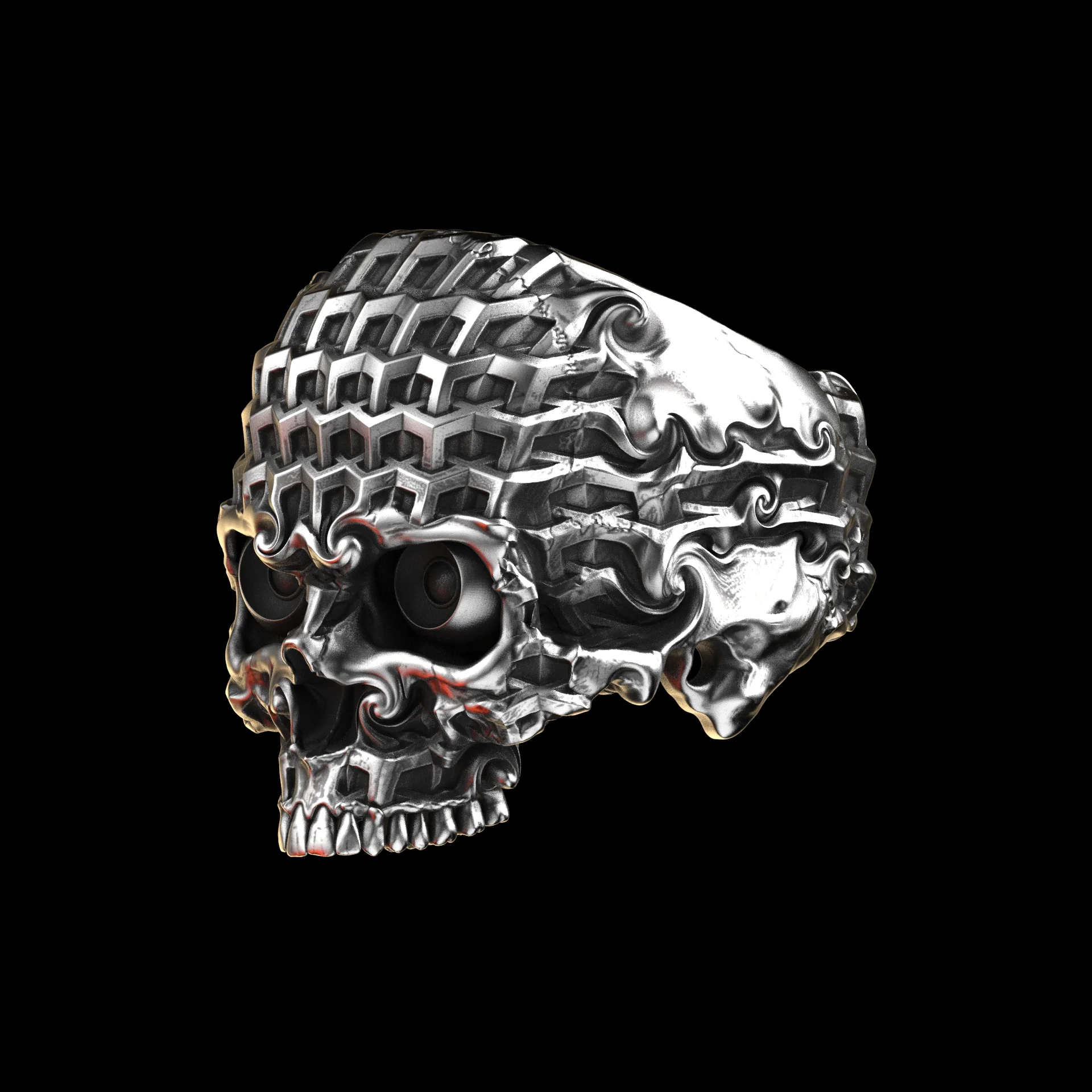 Tessellation Skull Ring Sterling Silver - Image 3