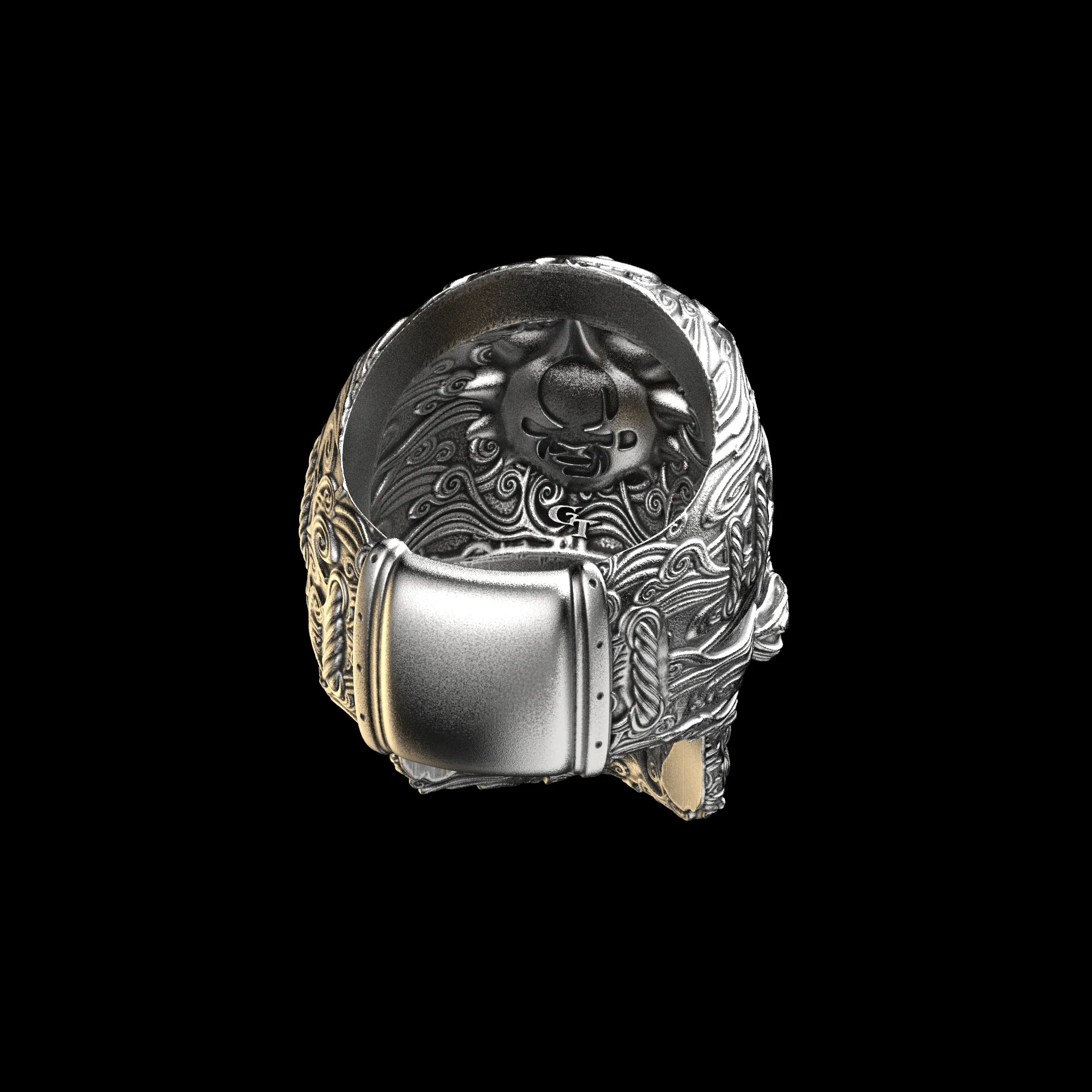 Tied Wind Skull Ring Sterling - Image 4