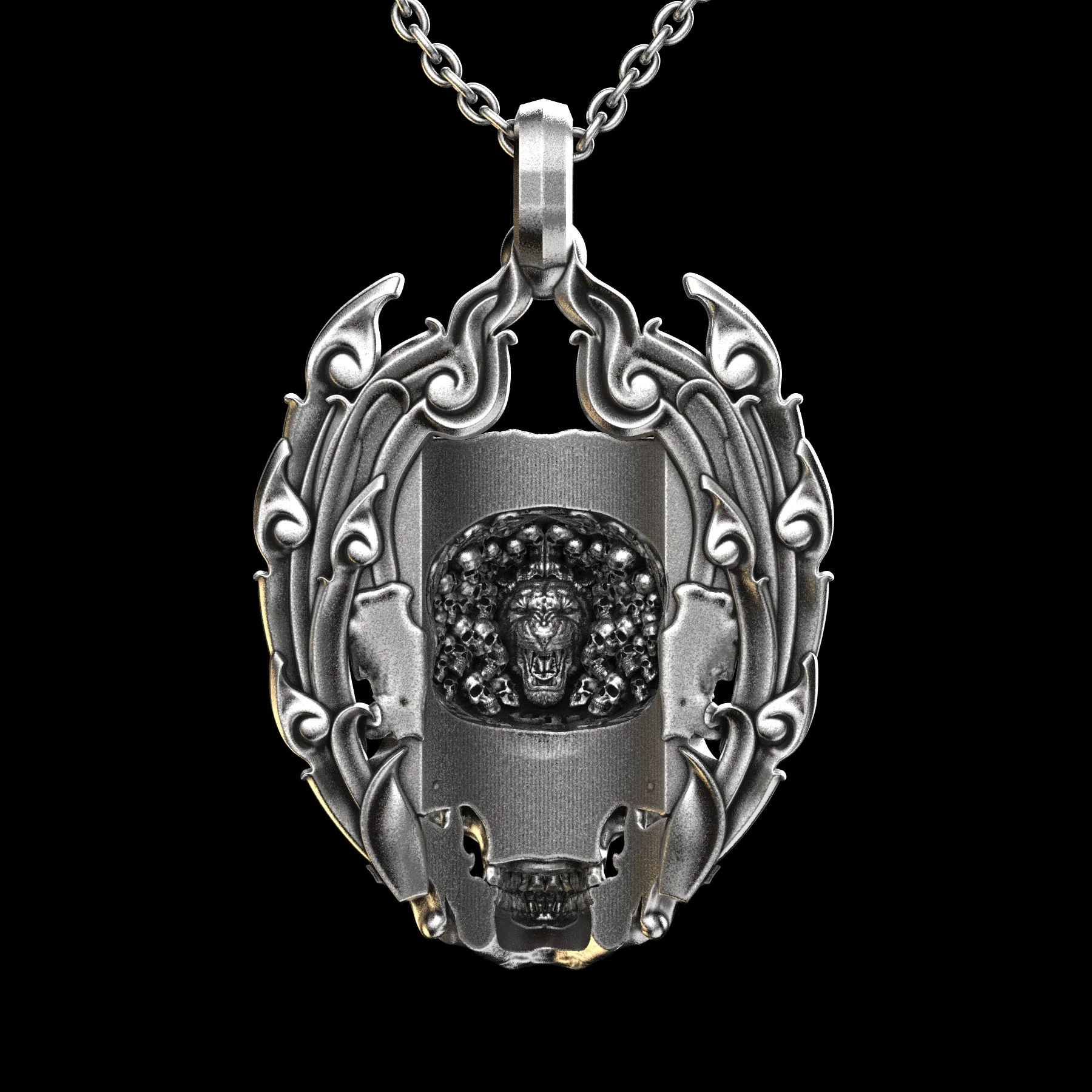 Tiger Skull Sterling Pendant - Image 4