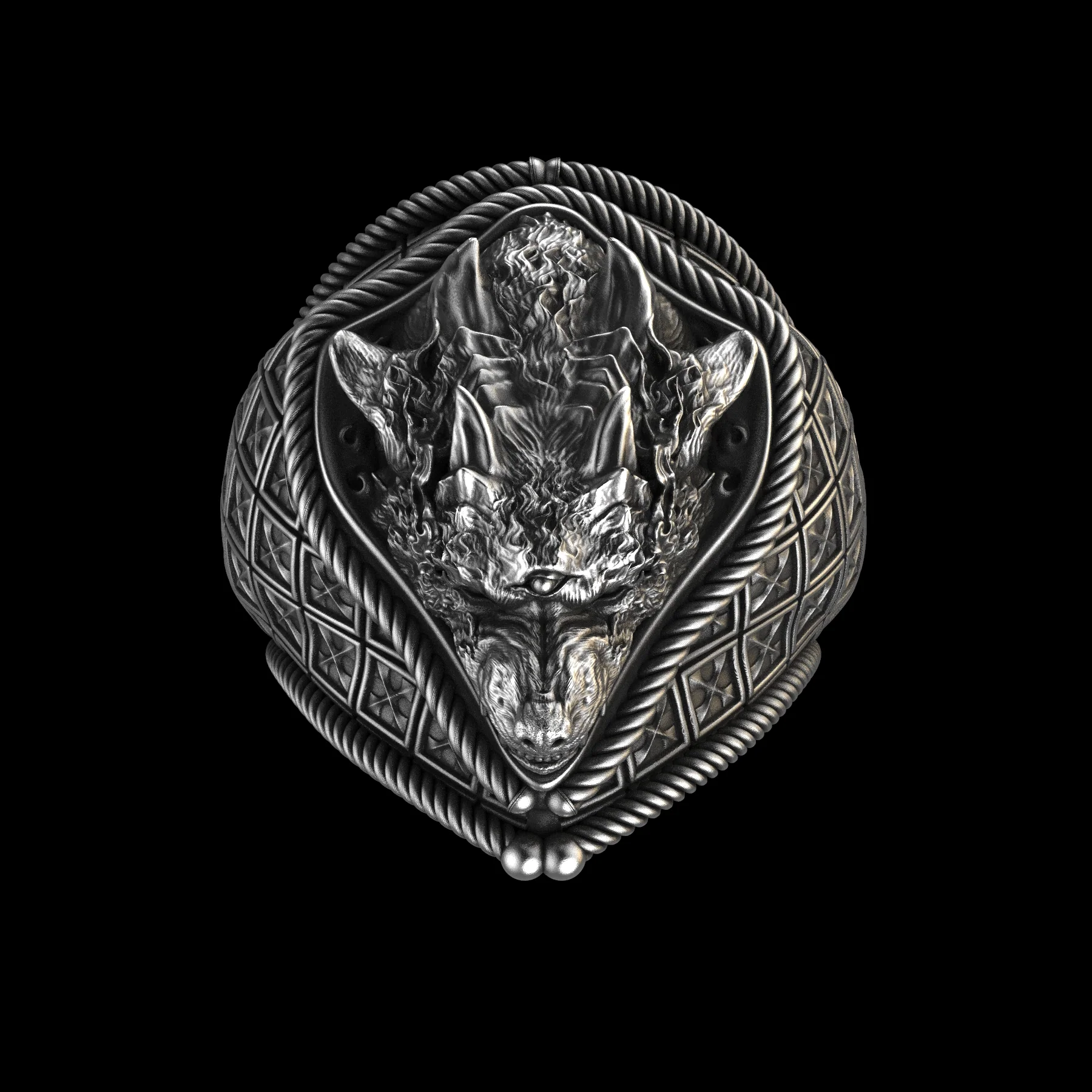 Wolf Shaman Ring Sterling Silver - Image 5